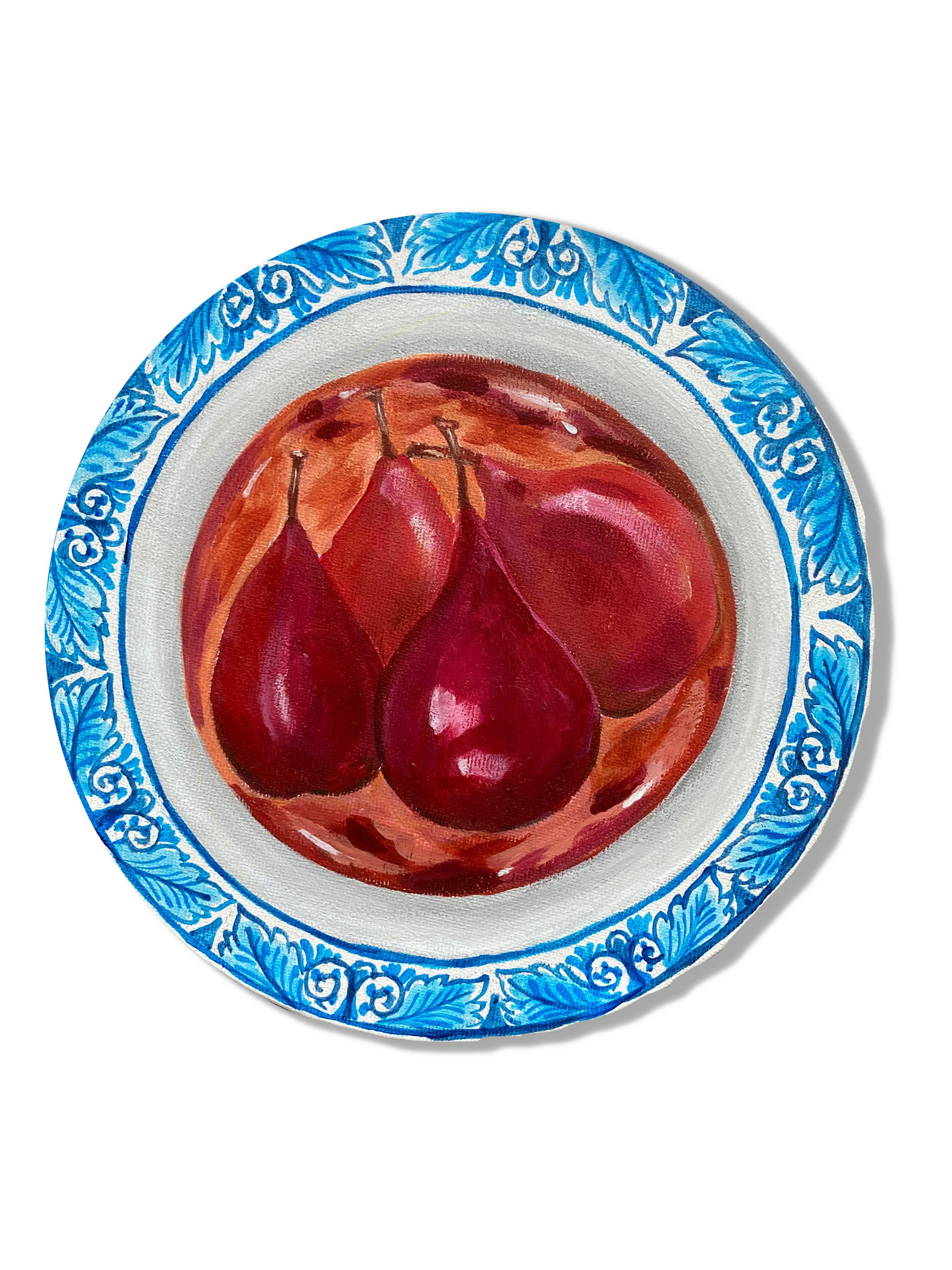 stoofpeertjes, acryl op doek, ø25cm