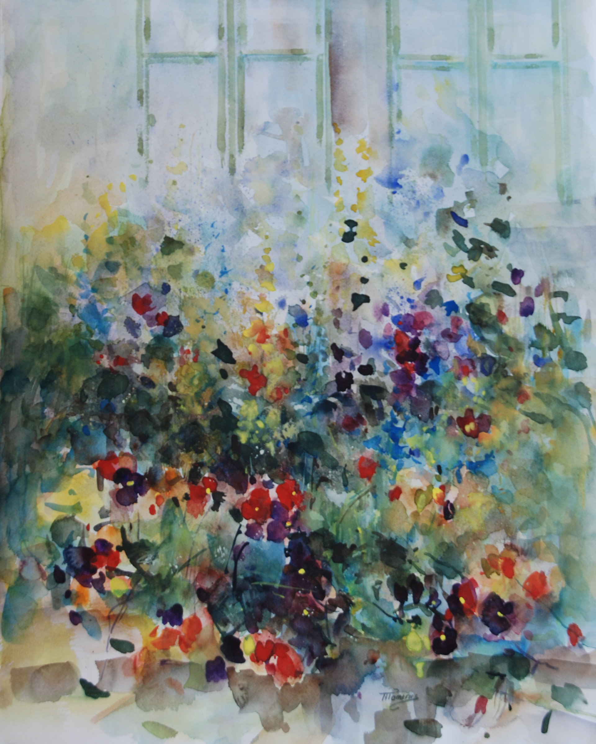 veldbloemen in vensterbank