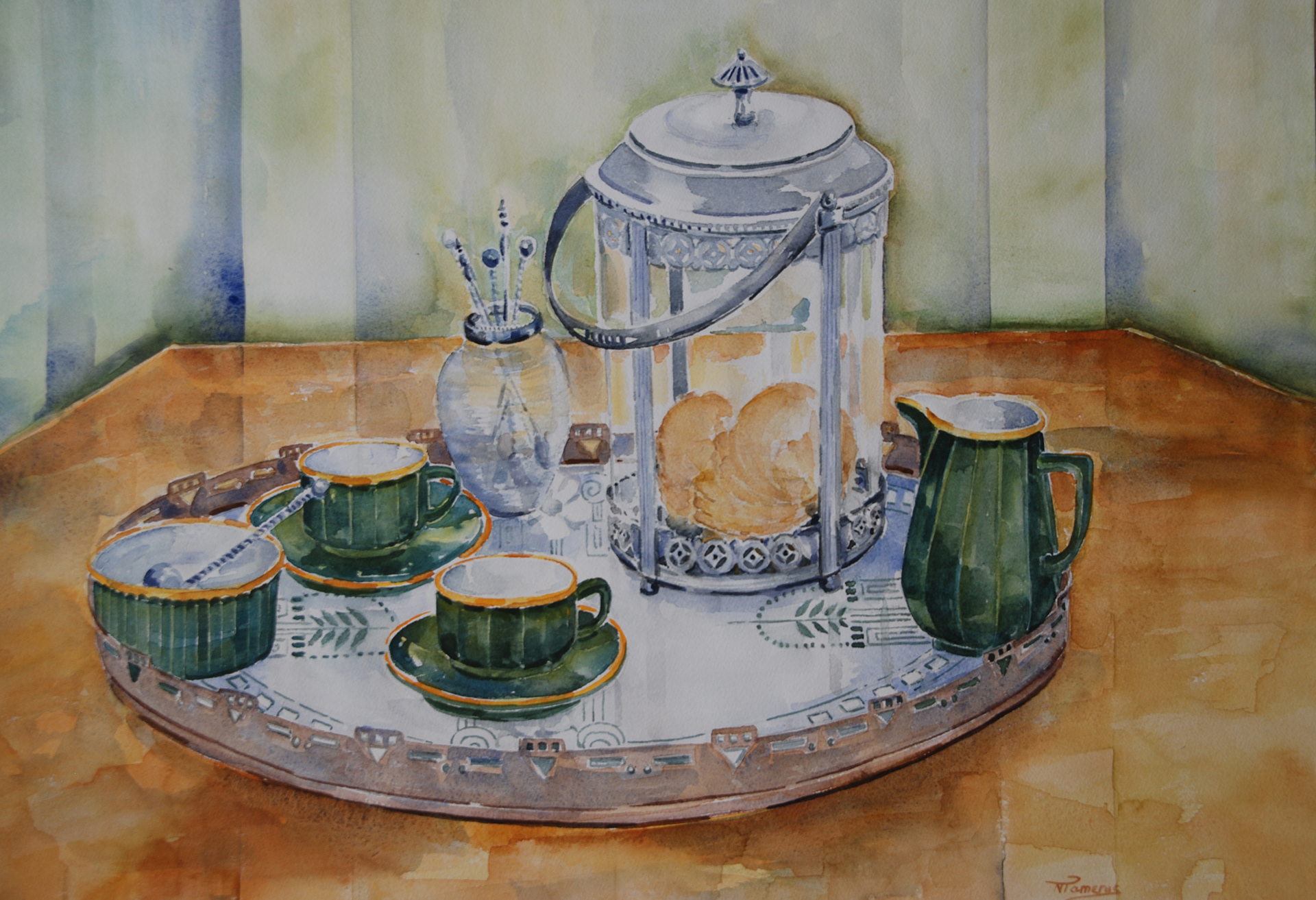 koffie met antieke koekjespot