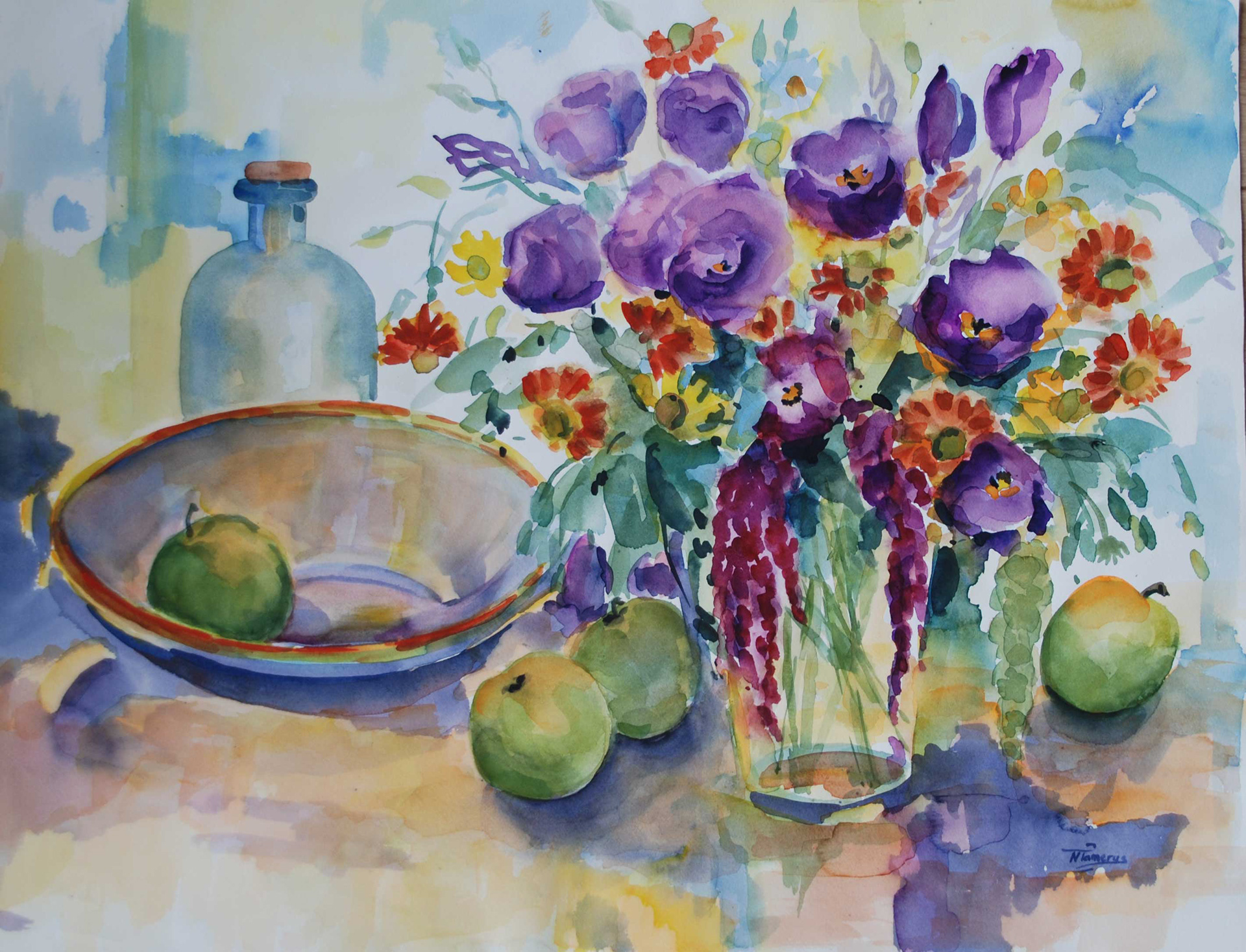 felle paarse en oranje bloemen