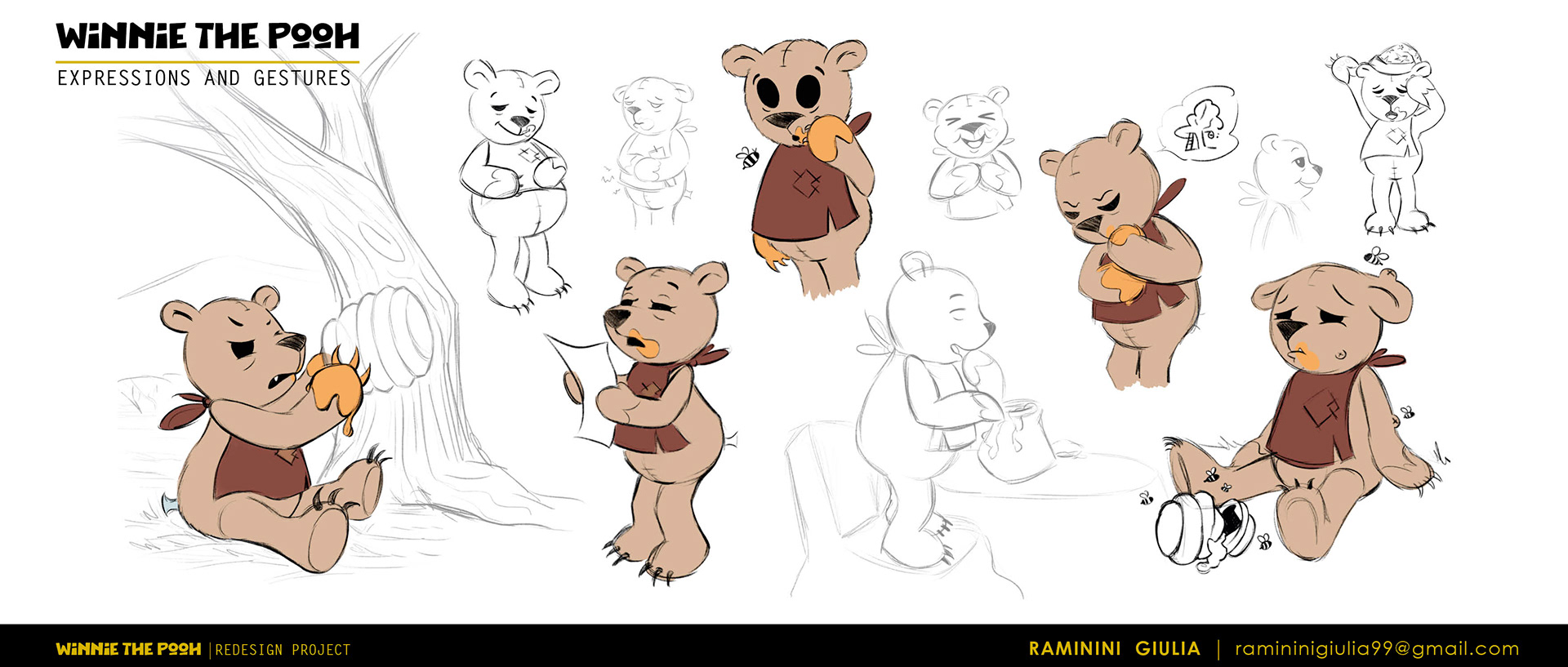 New Character Design expression and gestures for Winnie The Pooh - The New Adventures of Winnie The Pooh Redesign Project by Giulia Raminini