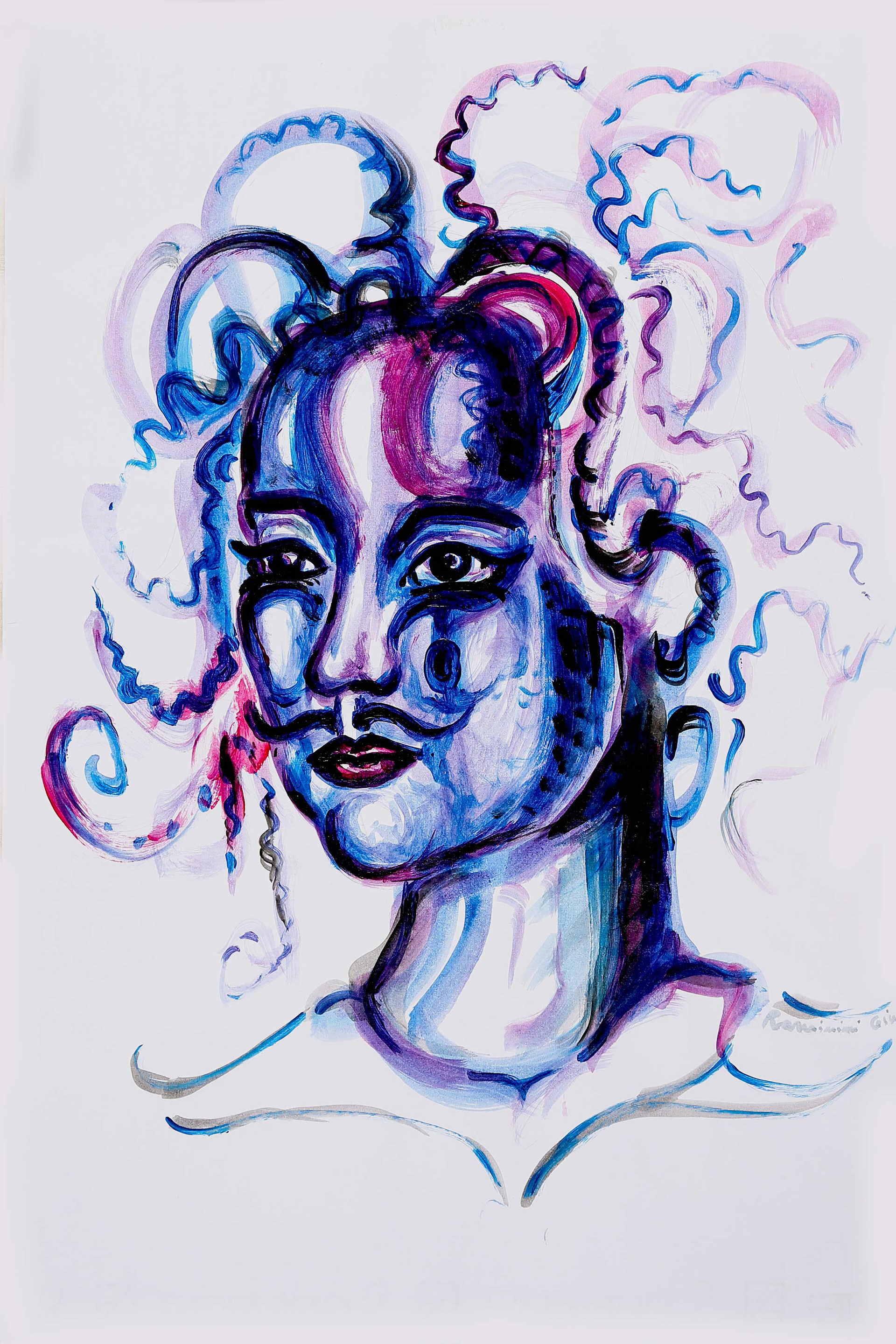 HOMAGE TO DALI’ AND CARAVAGGIO Acrylic on paper Dimensions: 33 x 48 cm Year: 2016