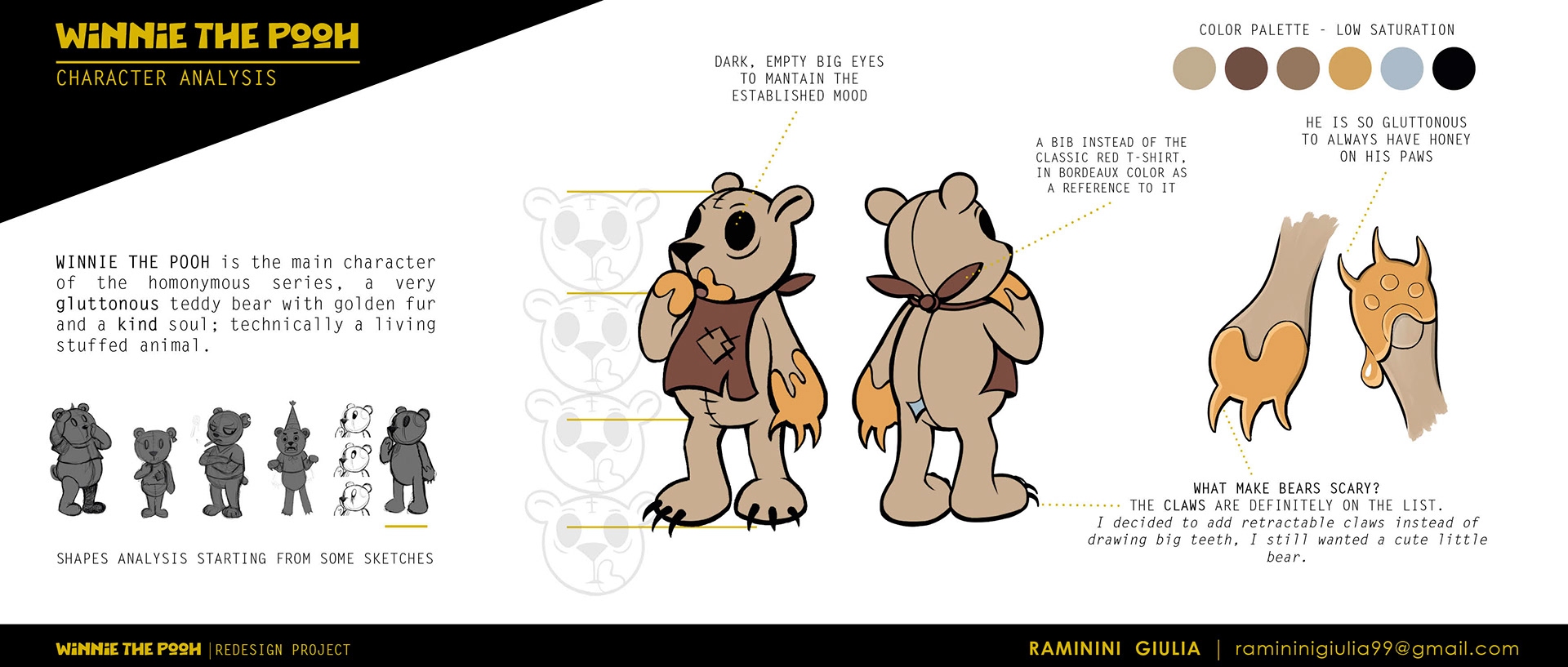 New Character Design Analysis for Winnie - The New Adventures of Winnie The Pooh Redesign Project by Giulia Raminini