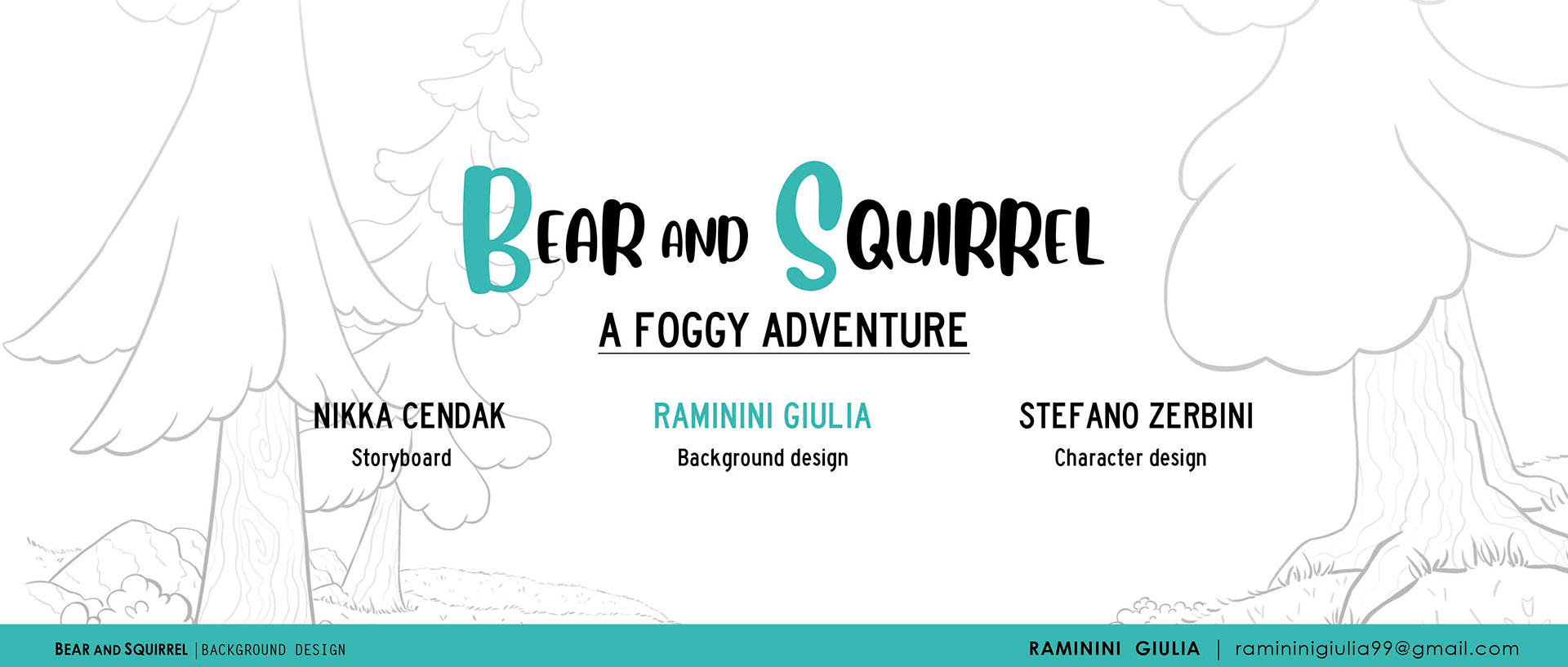Bear and Squirrel - A foggy adventure - Background Design by Giulia Raminini 