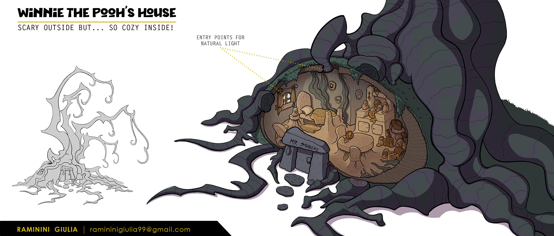 New Winnie The Pooh's House Color Cutaway Background Design- The New Adventures of Winnie The Pooh Redesign Project by Giulia Raminini