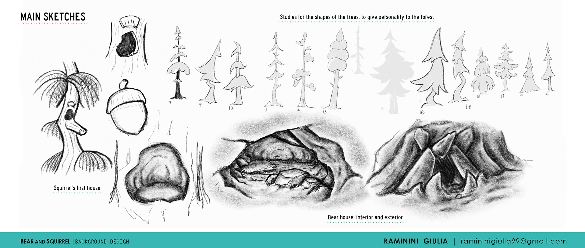Bear and Squirrel - A foggy adventure - Background Design by Giulia Raminini 