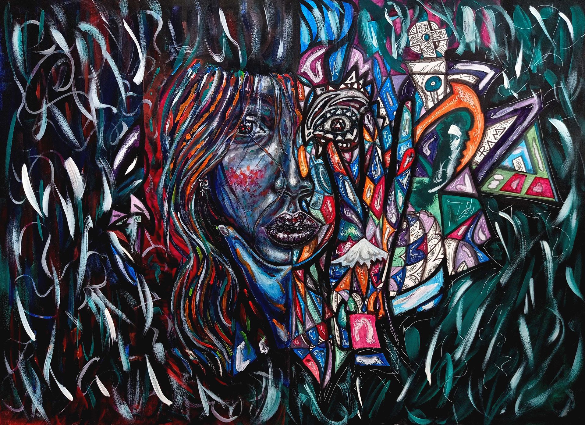 SELF-PORTRAIT Acrylic on paper Dimensions: 50 x 70 cm Year: 2017