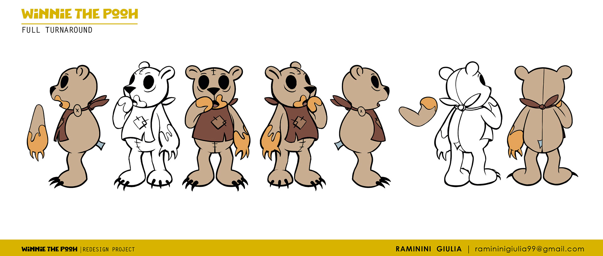 New Character Design Full Turnaround for Winnie - The New Adventures of Winnie The Pooh Redesign Project by Giulia Raminini