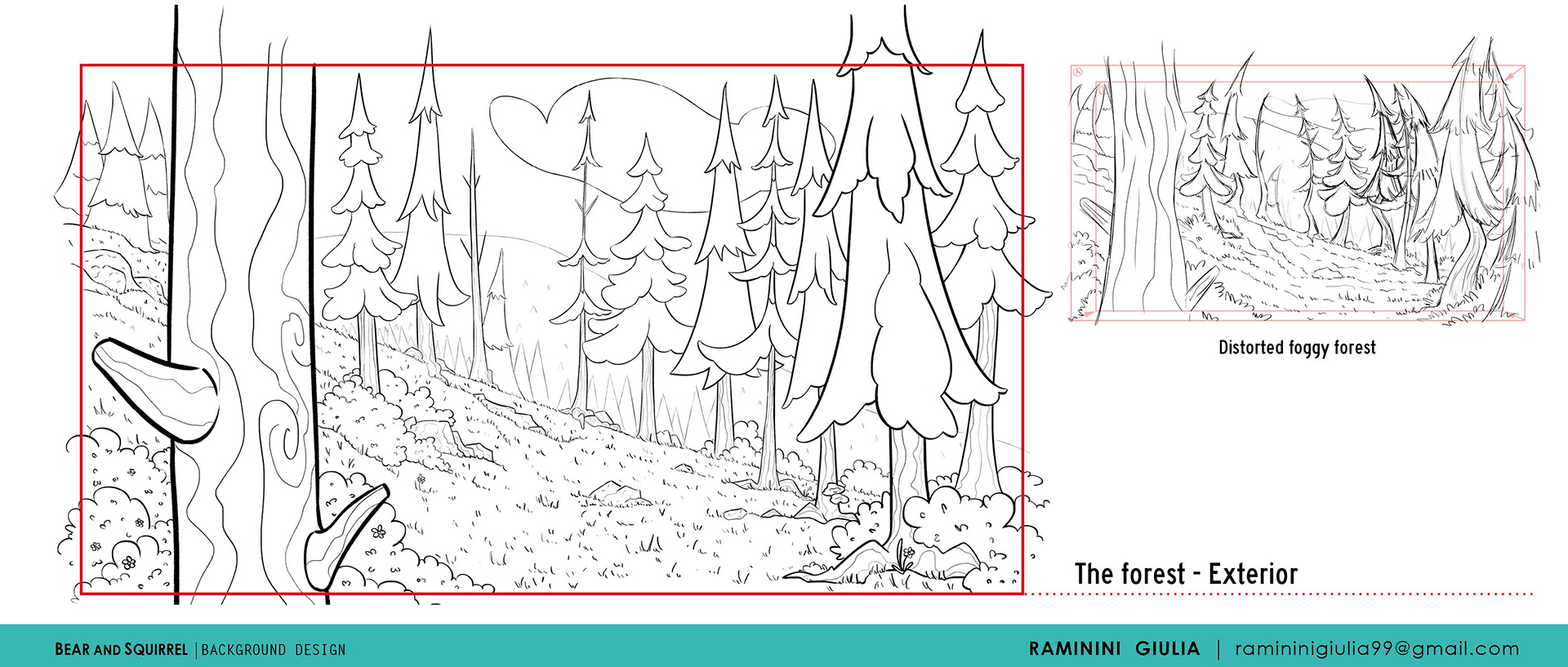 Bear and Squirrel - A foggy adventure - Background Design by Giulia Raminini 