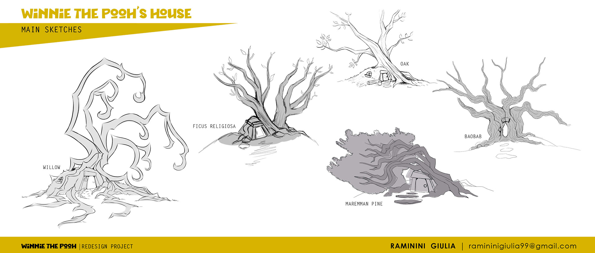 New Winnie The Pooh's House Main Sketches Background Design- The New Adventures of Winnie The Pooh Redesign Project by Giulia Raminini