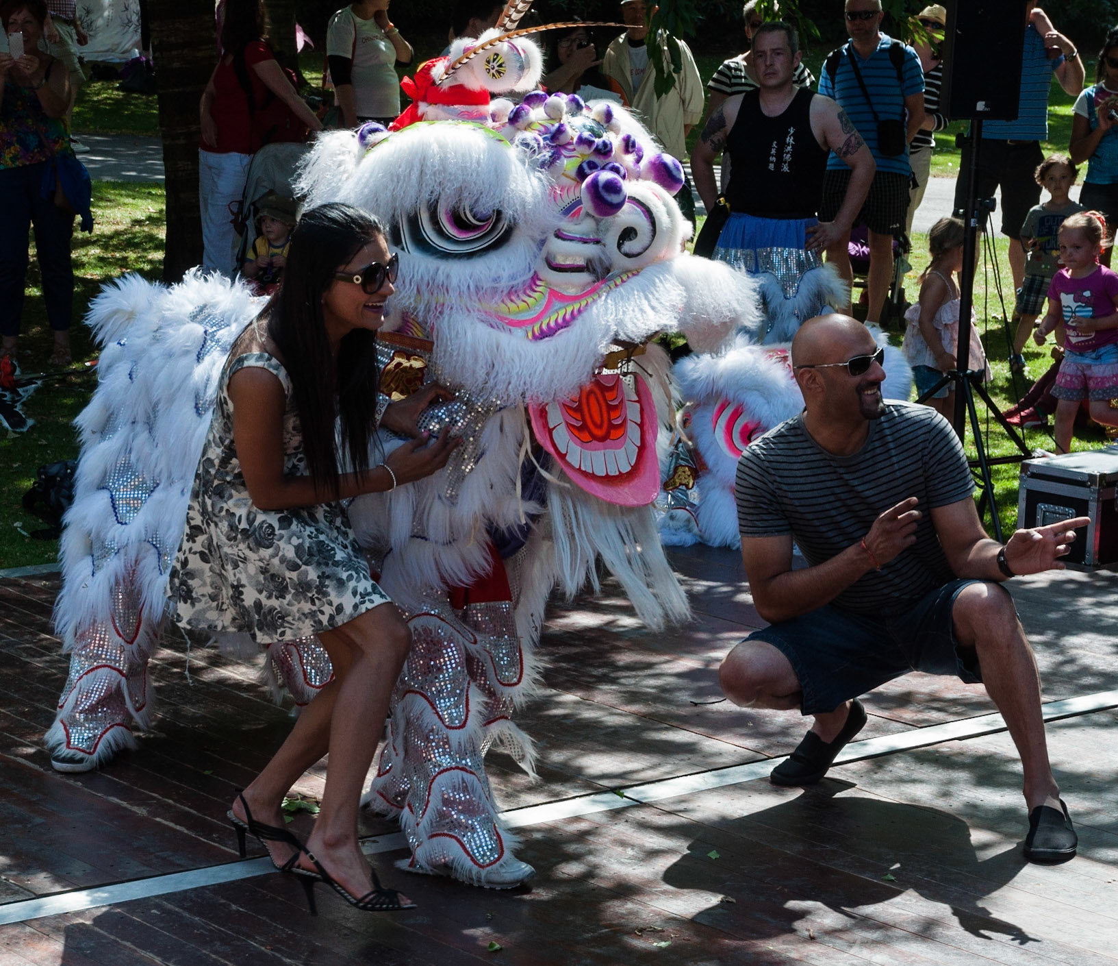 Chinese lion performers and spectators, Edinburgh Carnival, 2013