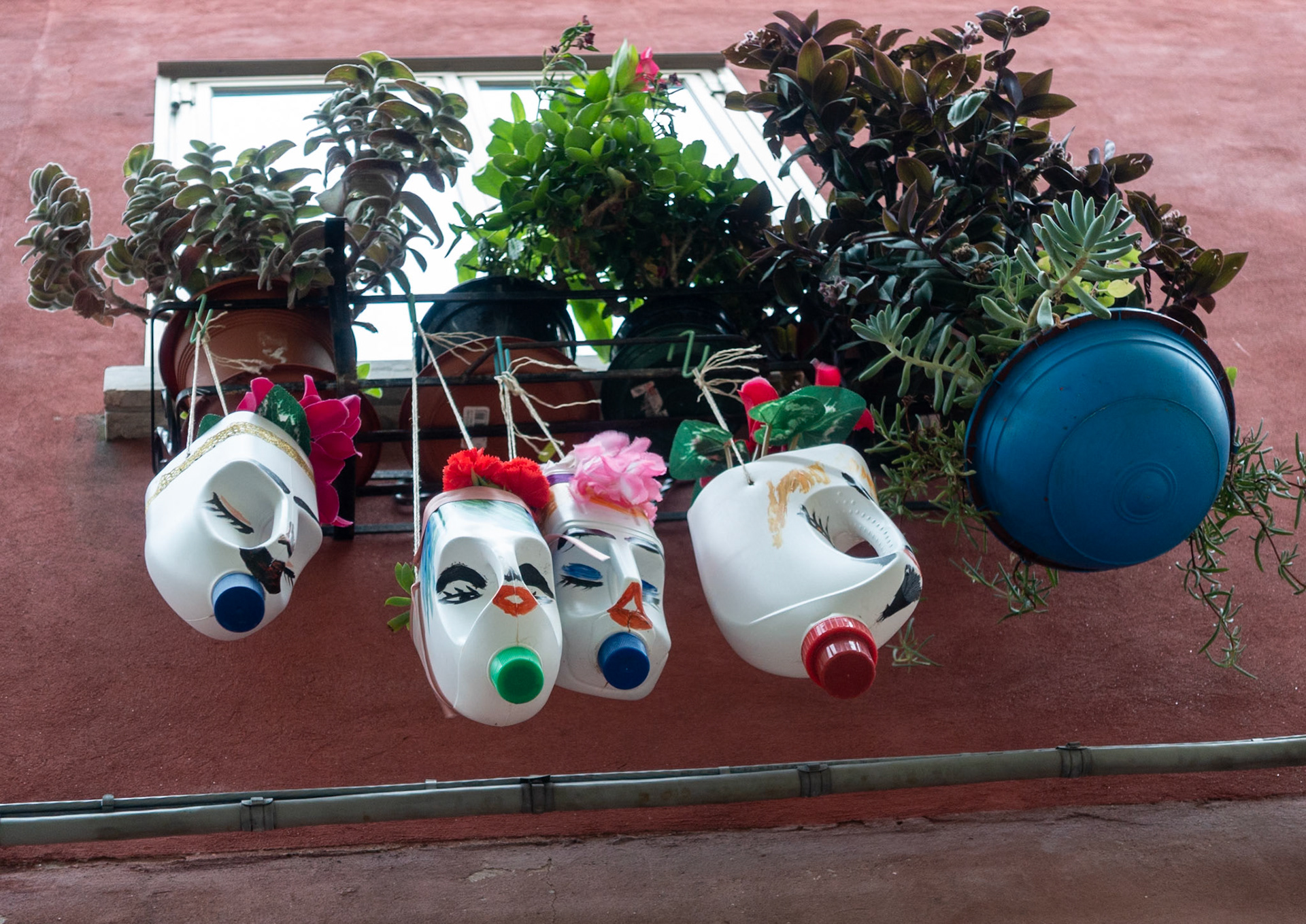Planters made from recycled bottles, Murano, 2019