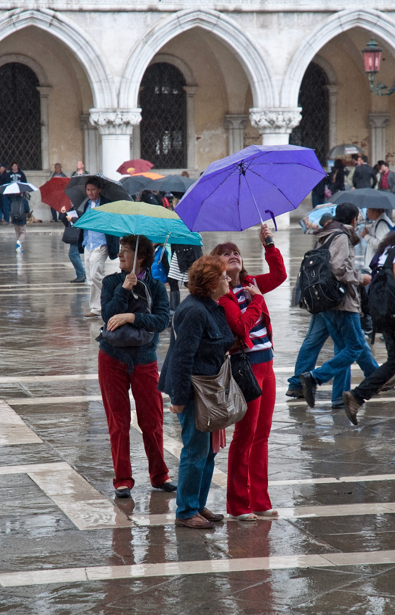 People in the rain, St Mark's Square, Venice, 2010