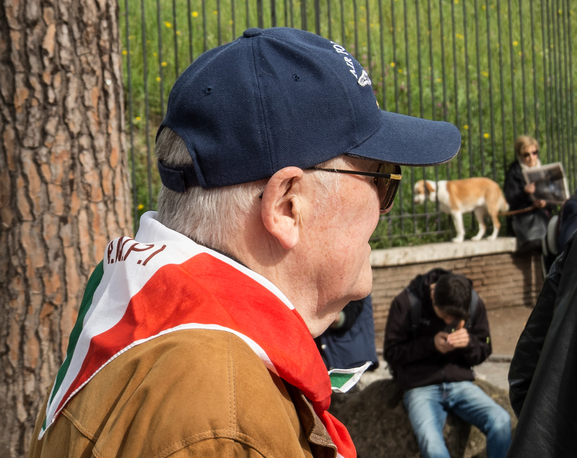 Liberation Day marchers assembling near the Colosseum, Rome, 2013