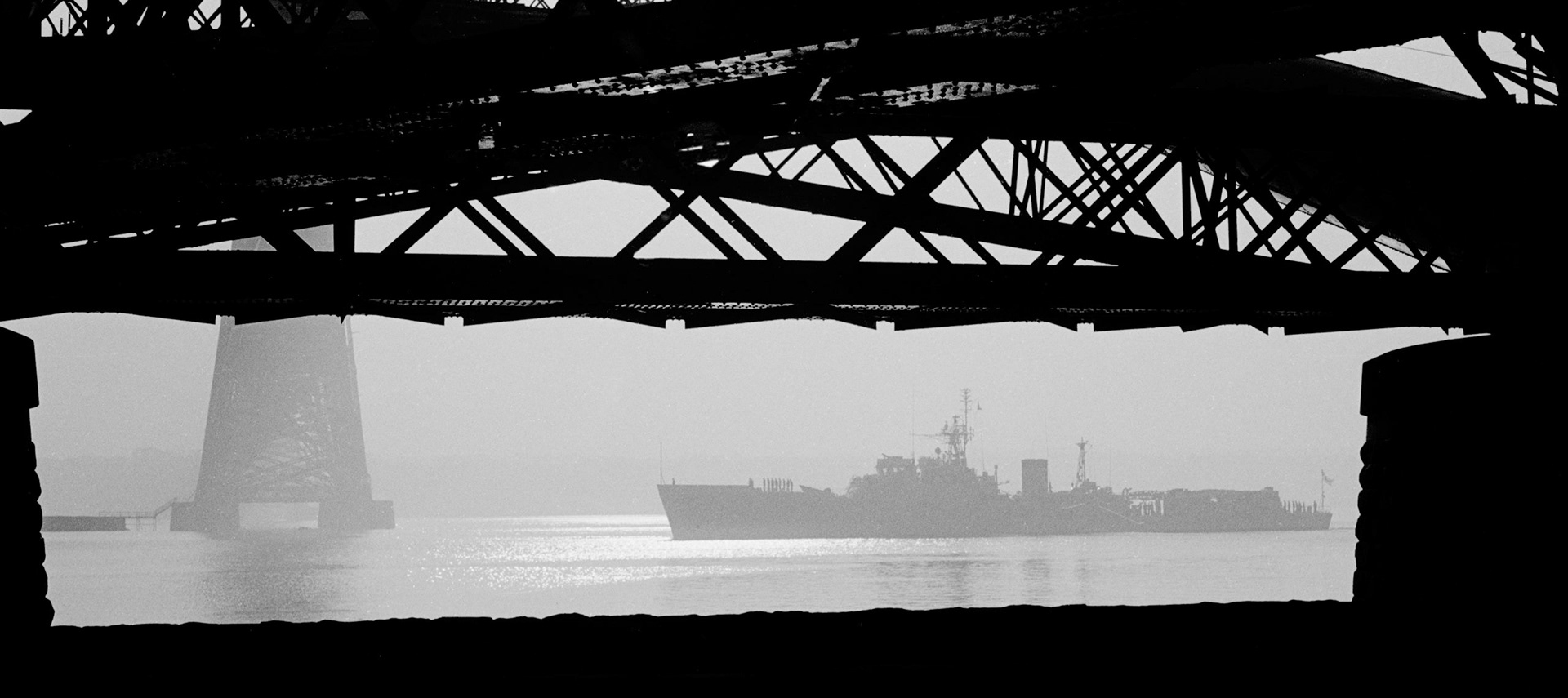 Warship, Forth Bridge, 1964