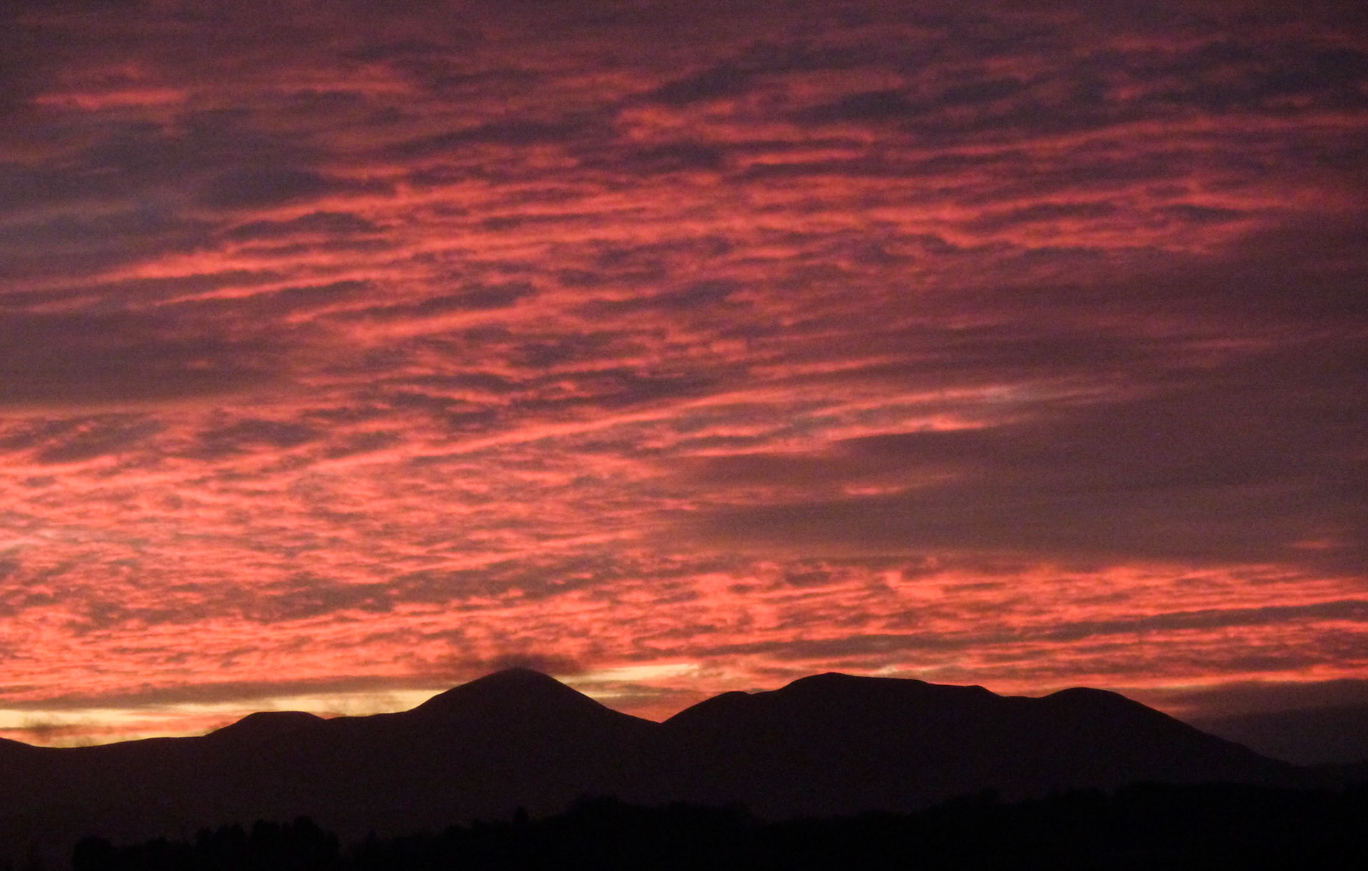 Sunset over the Pentland Hills, Midlothian, 2013