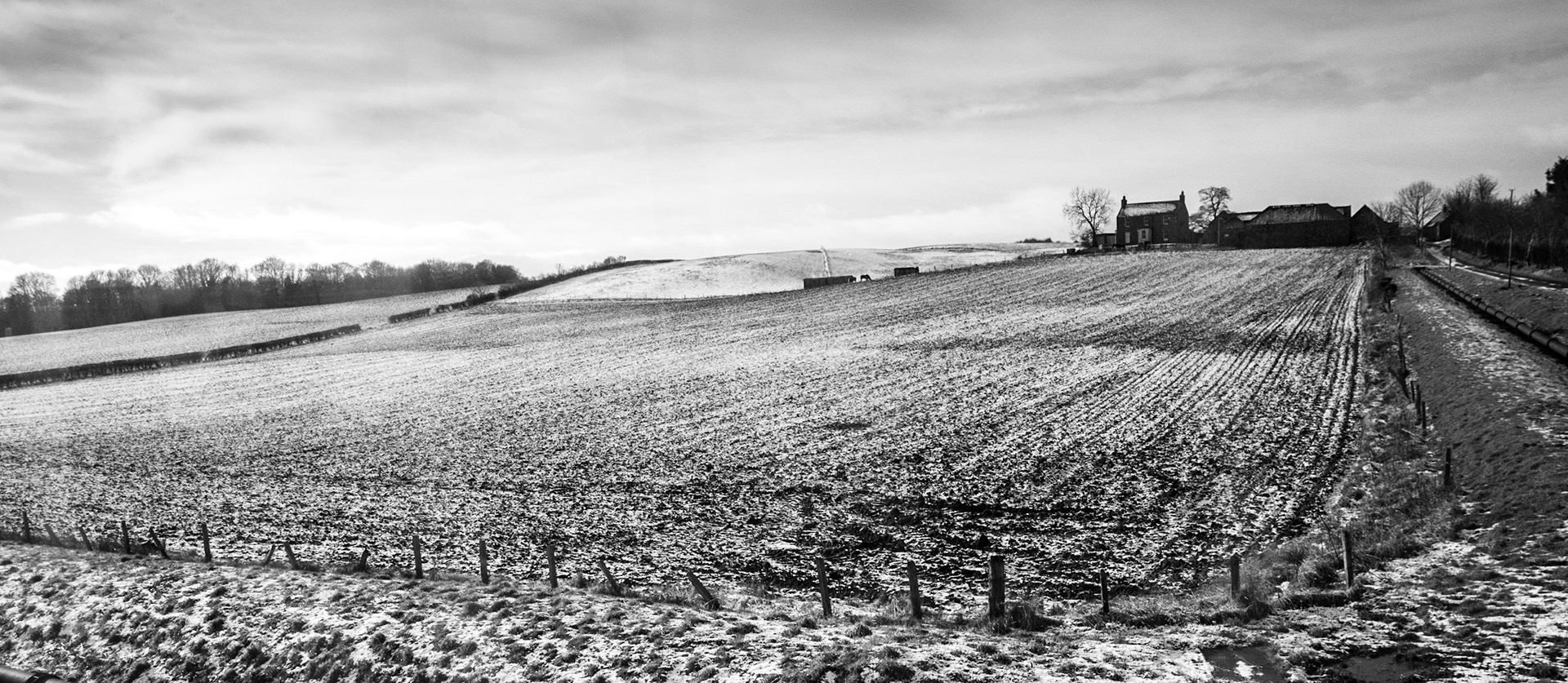 From the No. 31 bus, field in winter, Lasswade, Midlothian, 2015