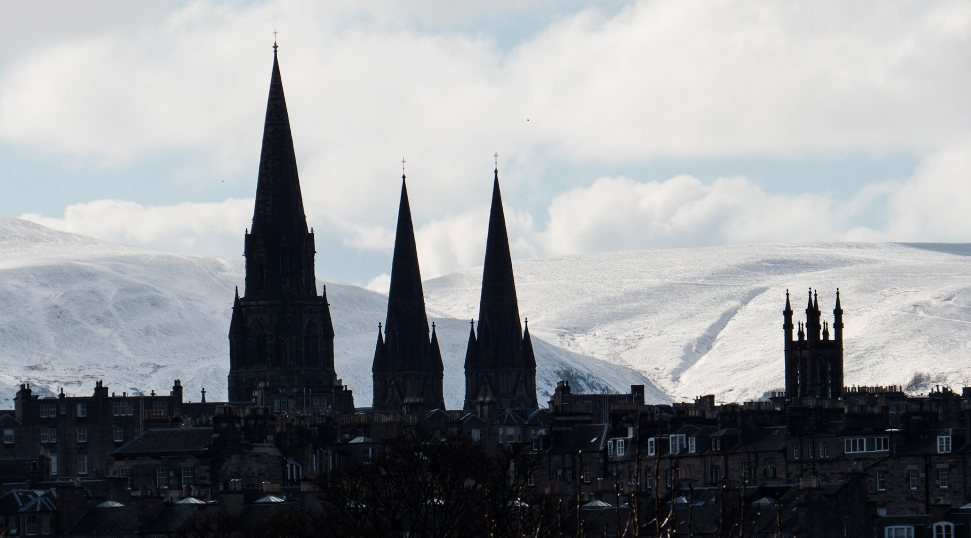 Pentland Hills and Edinburgh skyline from the Royal Botanic Garden, 2013