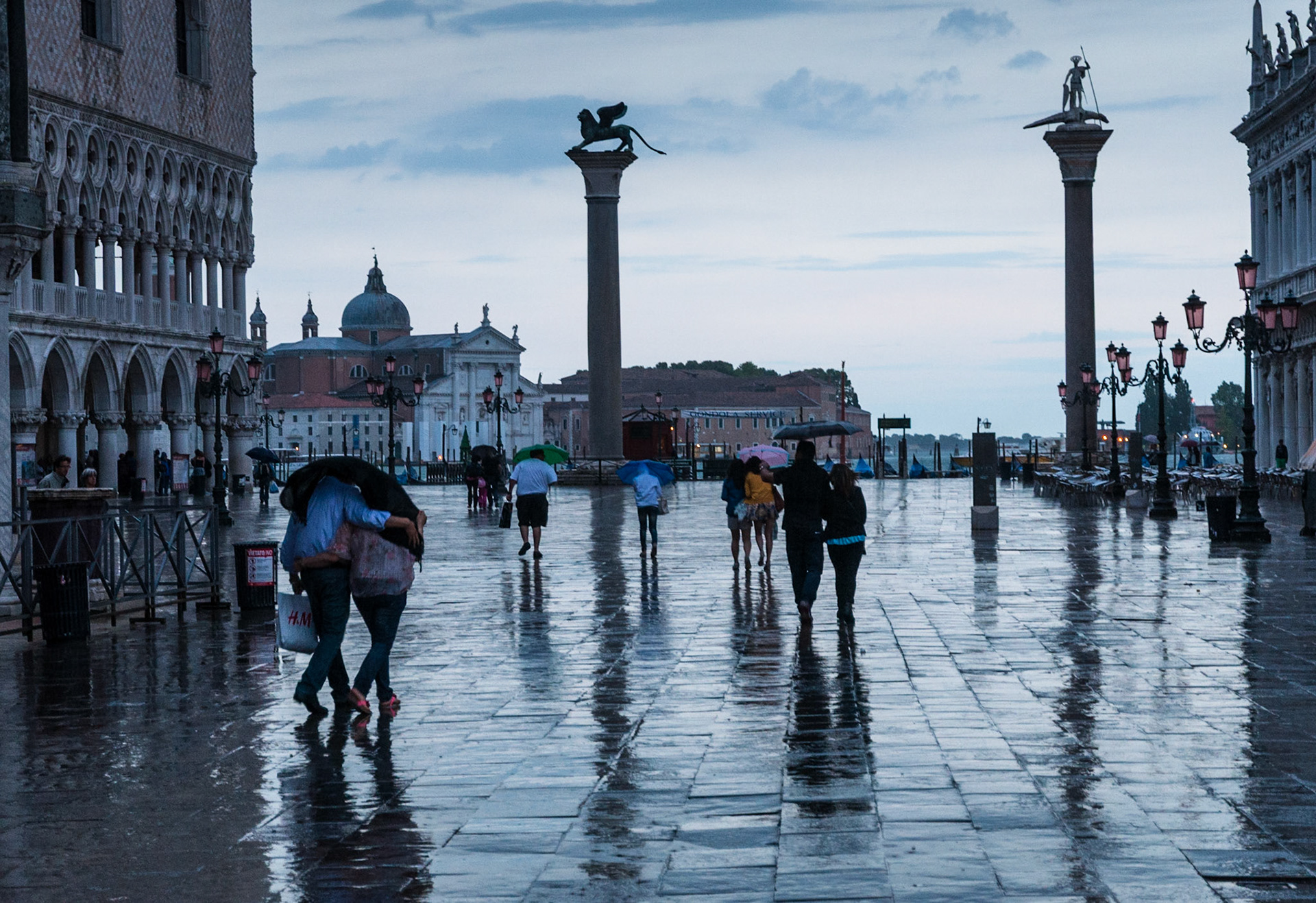 Rainy evening in St. Mark's Square, Venice, 2014