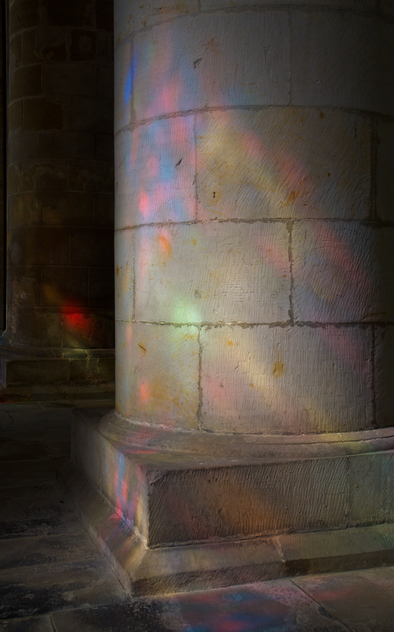 Light from stained glass window, Dunfermline Abbey, Fife, 2010