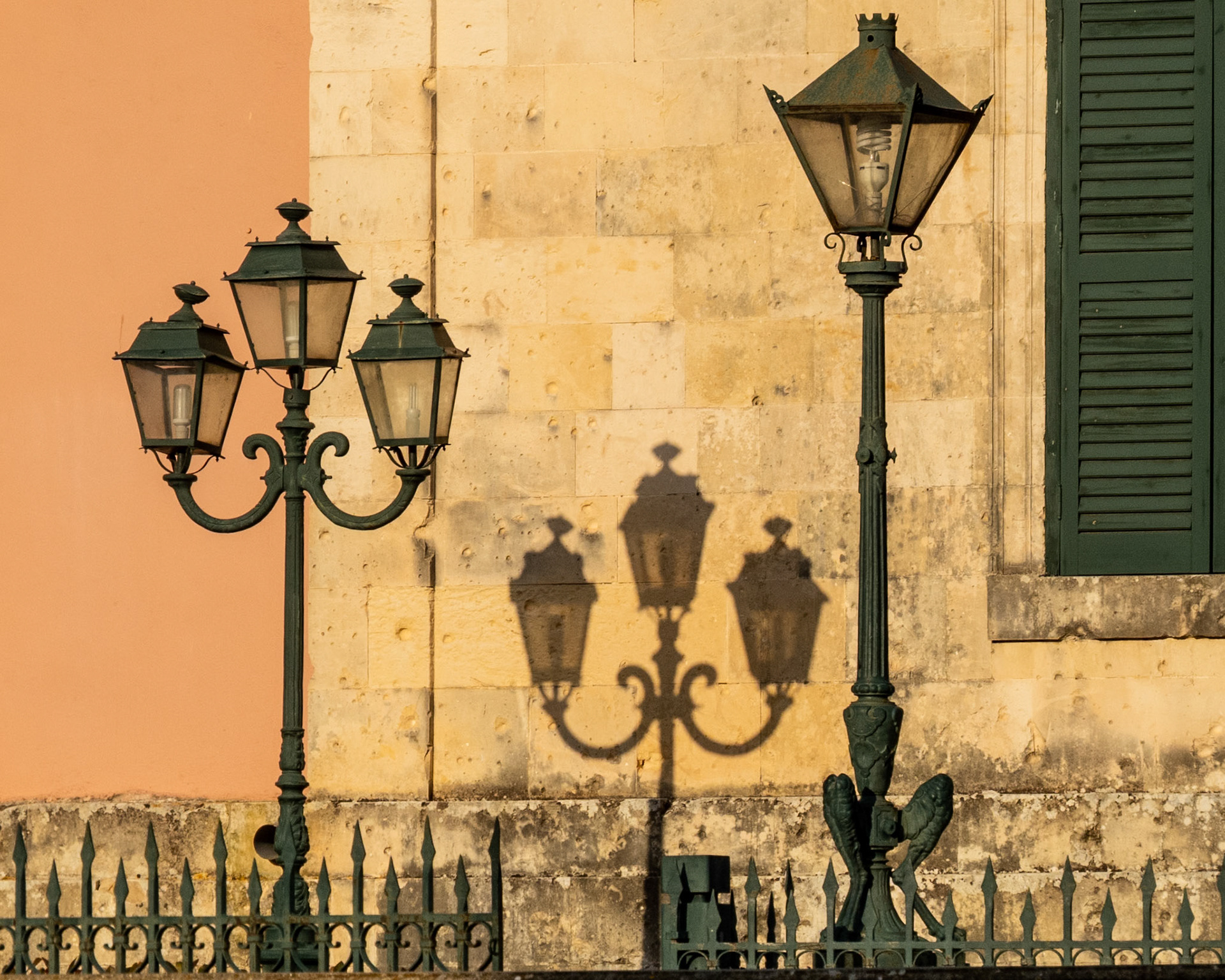 Lamp standards, Palace of St. Michael and St. George, Corfu, 2019
