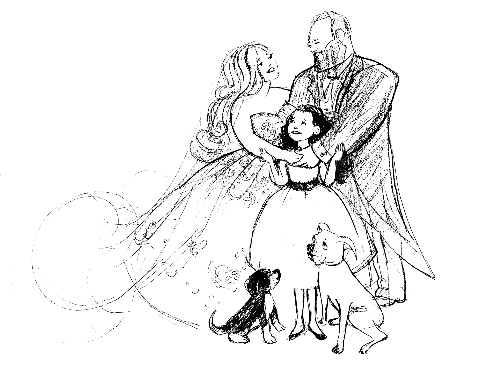 The Denstedt Wedding Illustration, final sketch