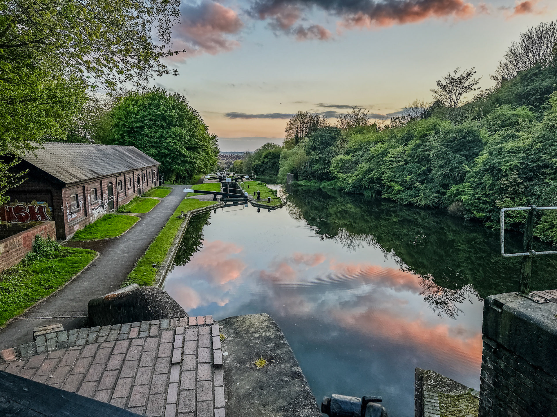 Looking down Delph Locks in Brierley Hill