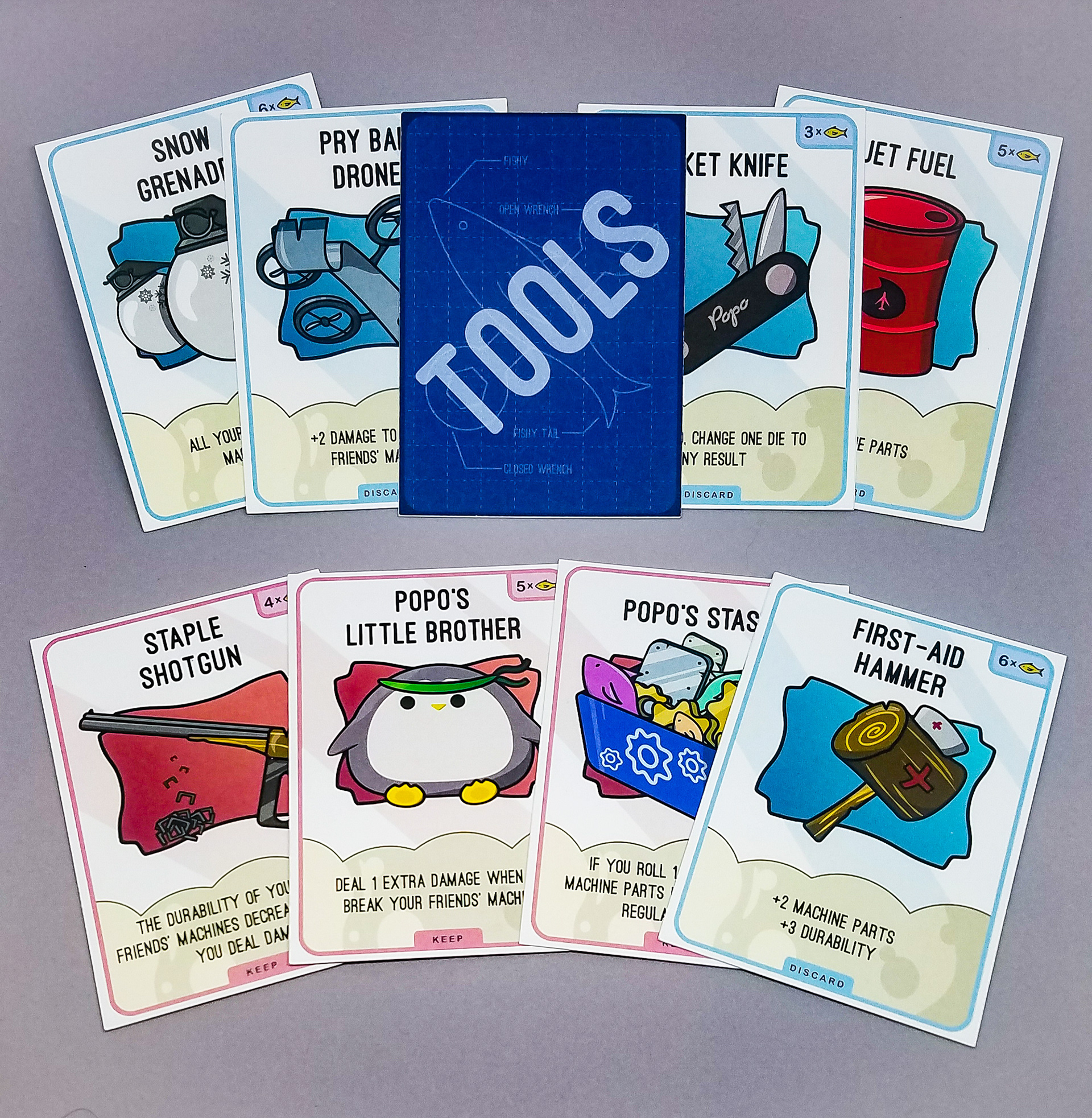 Collection of cards designed for the game
