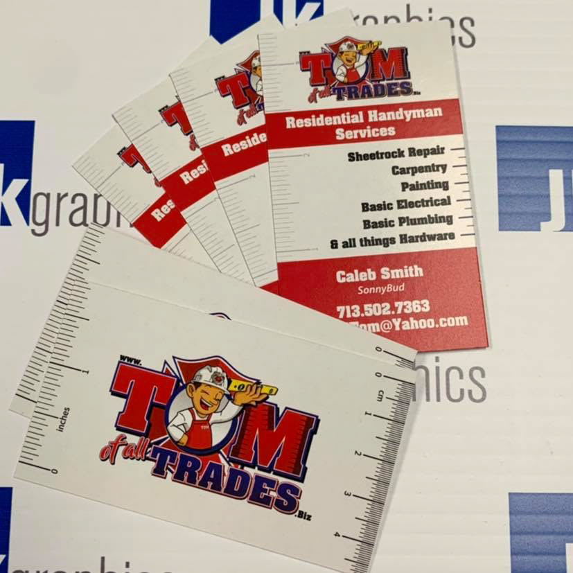 Business card prints created for Tom of all Trades