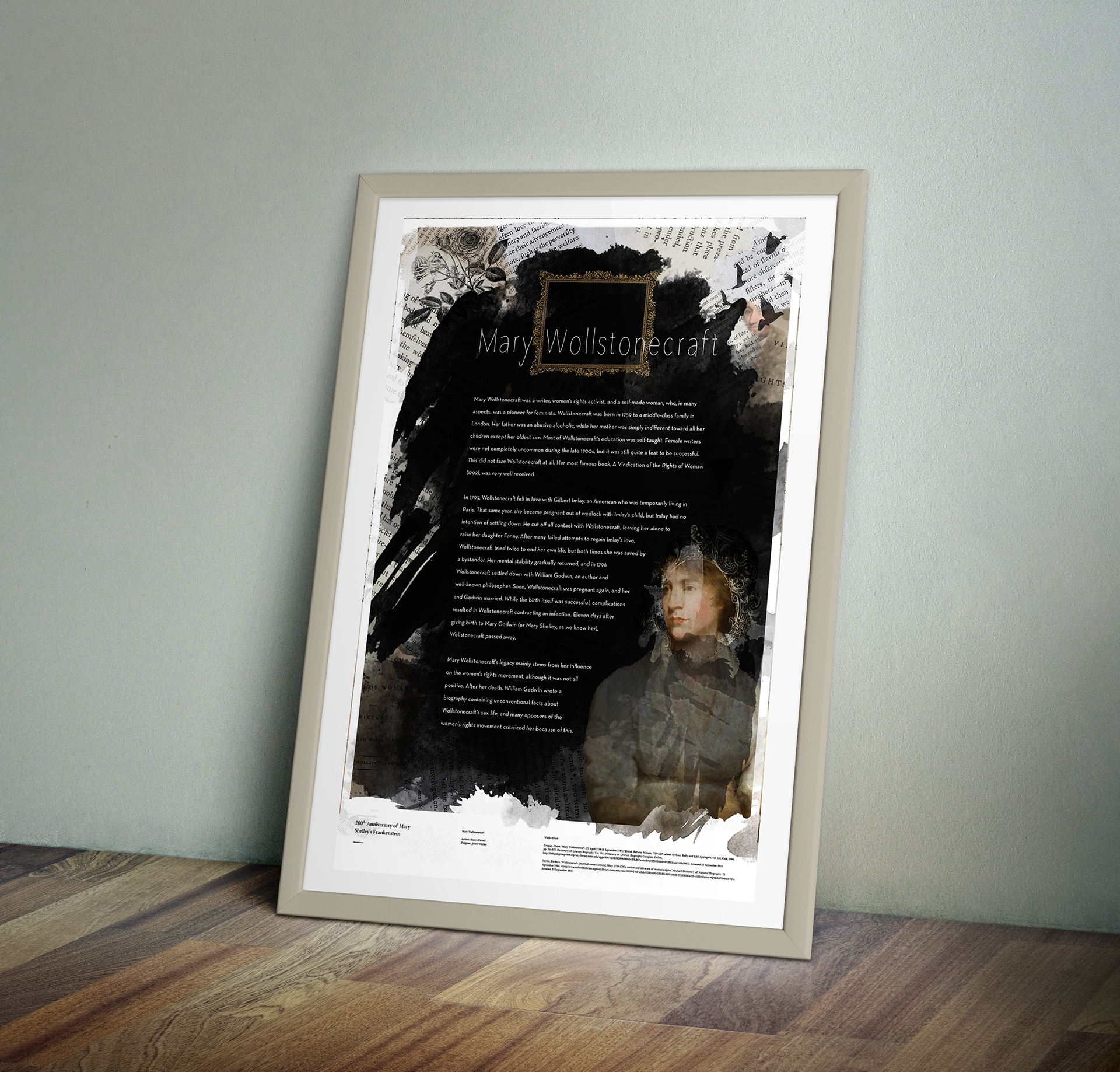 Poster designed for short essay on Mary Shelly's mother: Mary Wollstonecraft