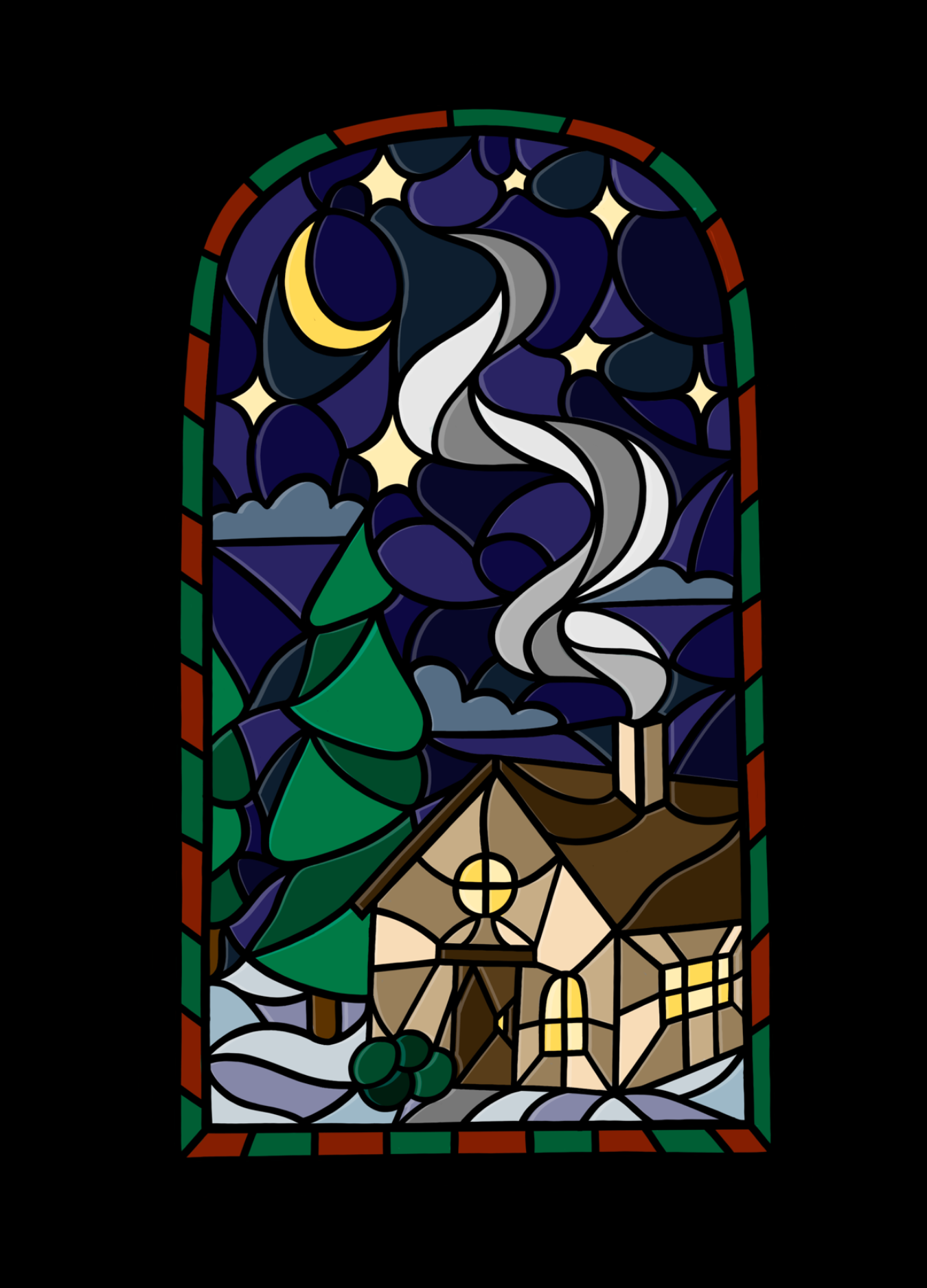 Stained Glass Holiday card - Procreate (2025)