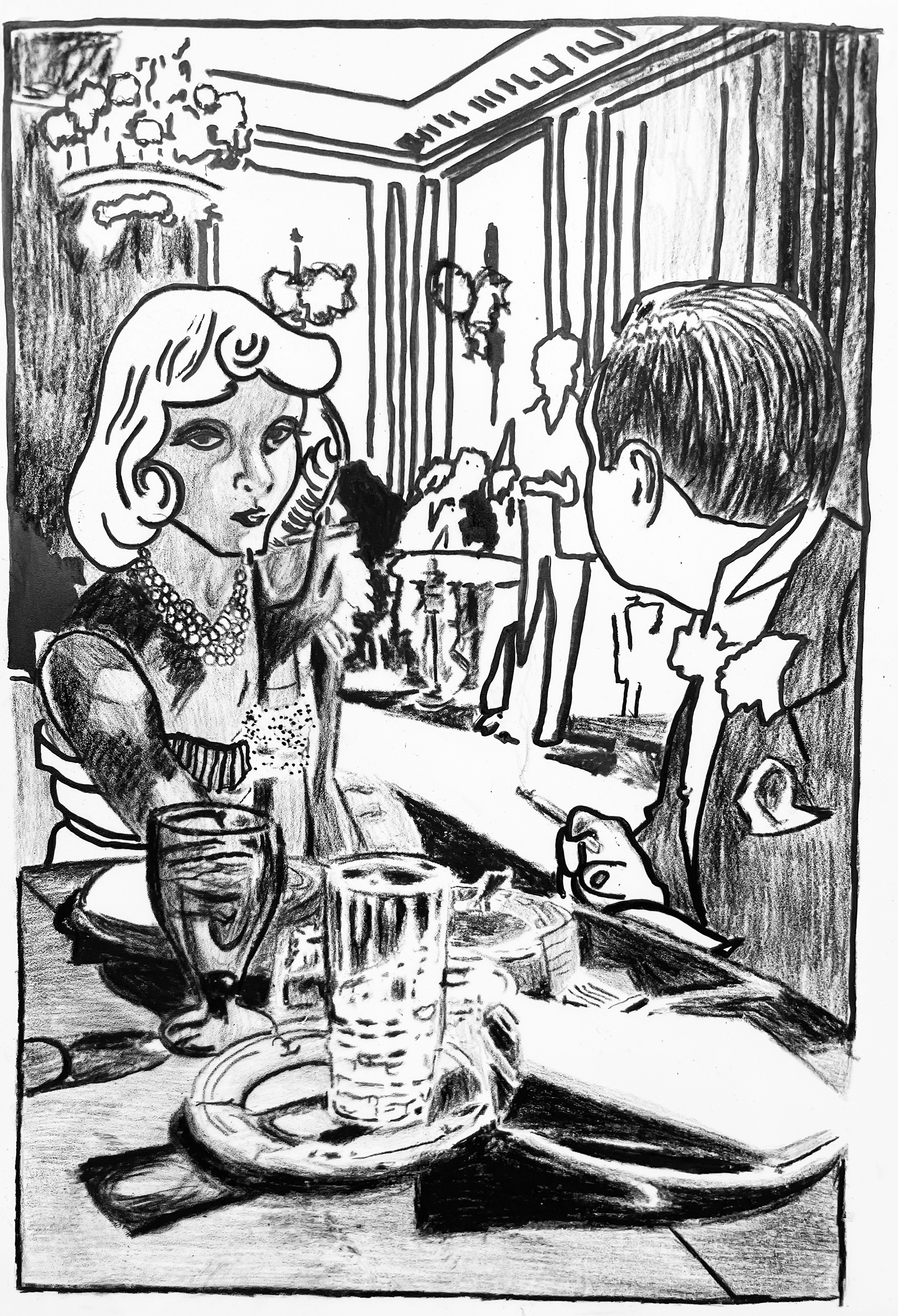 Cyn and Les Out on the Town - Lithography