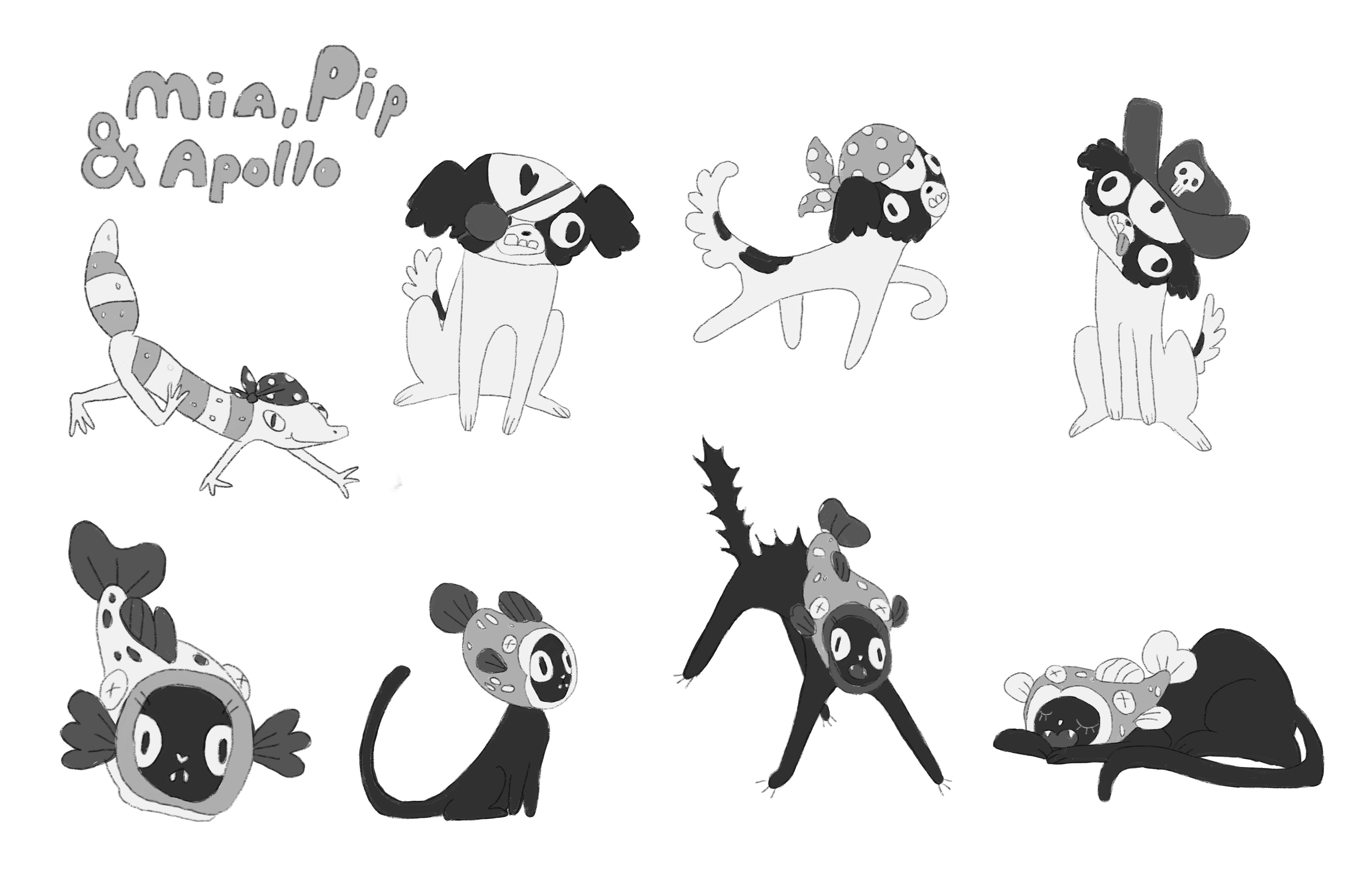 Character Exploration: Mia, Pip, Apollo