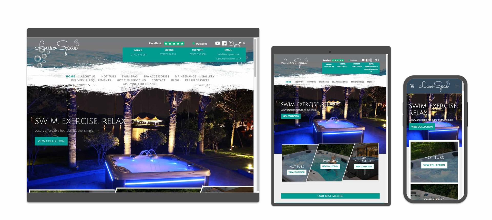 Lusospas hot tub web design by The Mini Media Company Elida Fidler 
