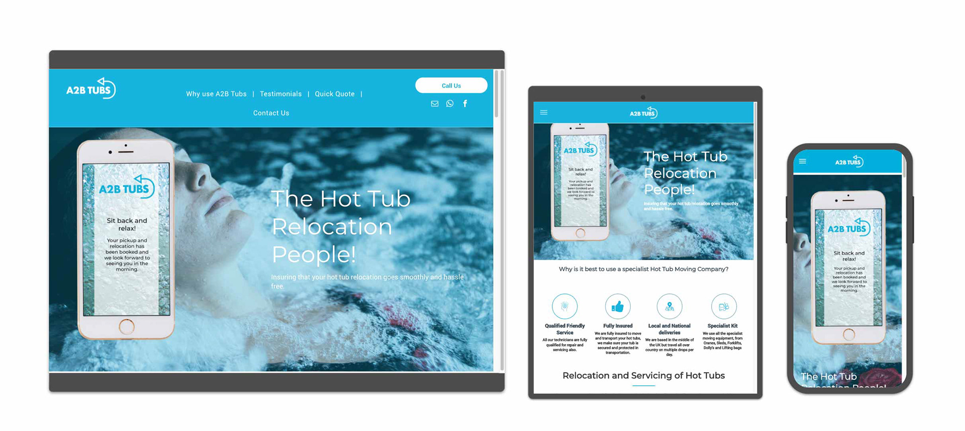 A2B Tubs branding and website design by The Mini Media Company Elida Fidler 