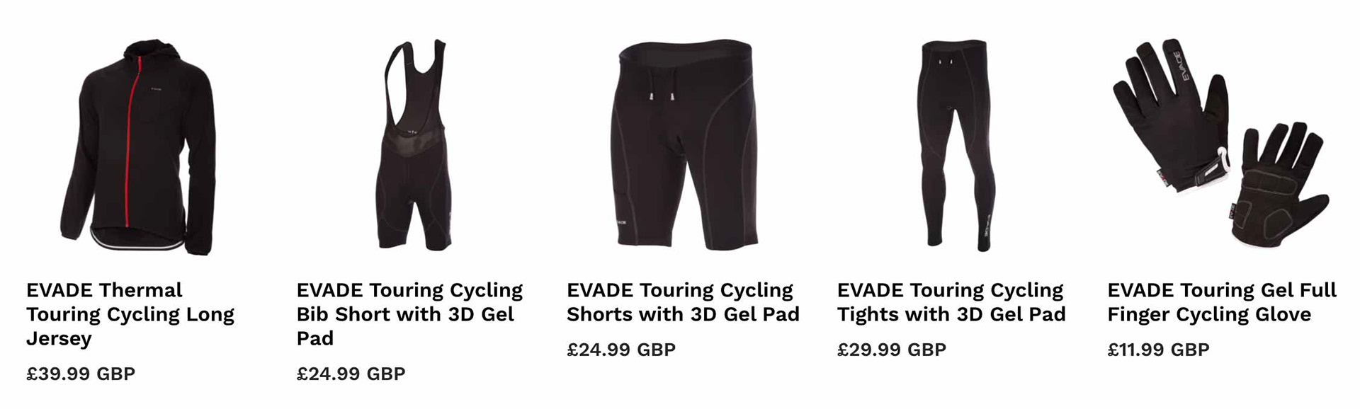 Complete range of cycling Evade range by The Mini Media Company Elida Fidler 