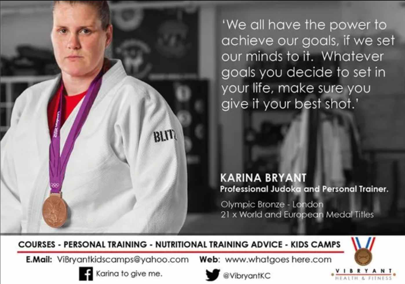 Karina Bryant sports leaflet graphic design by The Mini Media Company Elida Fidler