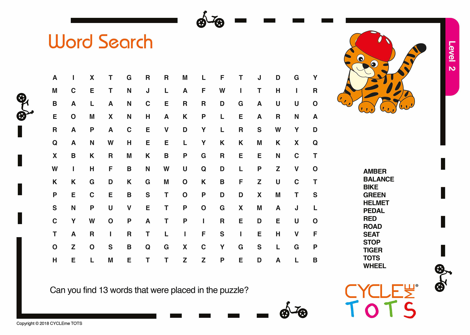 Cyclemetots worksheets Level 2