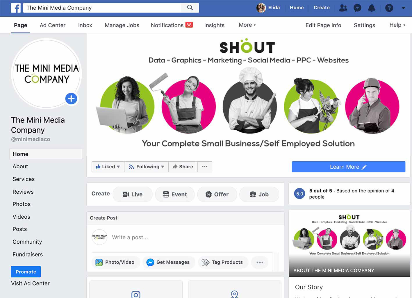 Social Media Banner Graphics and set up by Elida Fidler