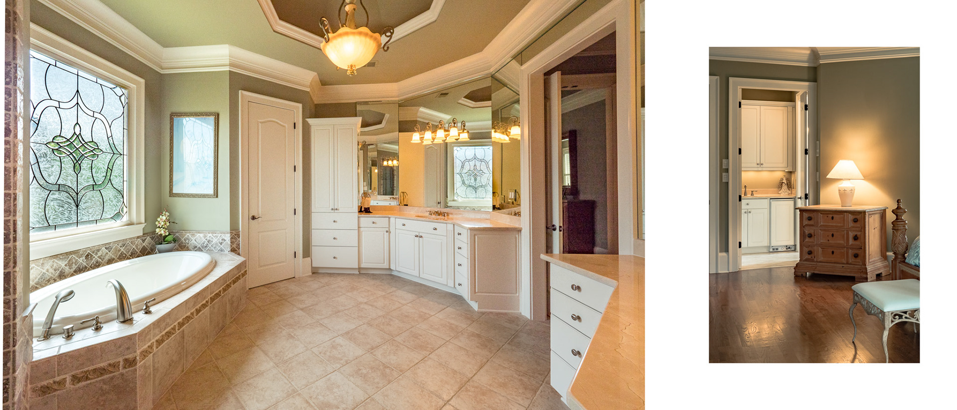 Master suite with breakfast bar in luxury home for sale in Milton, GA.