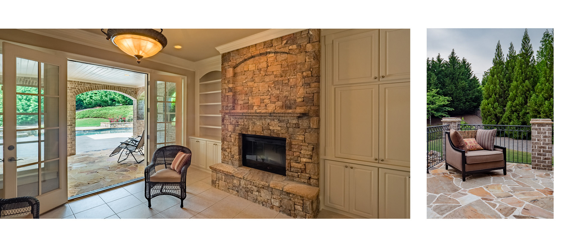 Terrace level keeping room in home for sale in The Manor Golf and Country Club in Milton, GA.  Luxury residential property photography for the MLS provided by Cindy Kringelis of Alpharetta Photography, LLC.