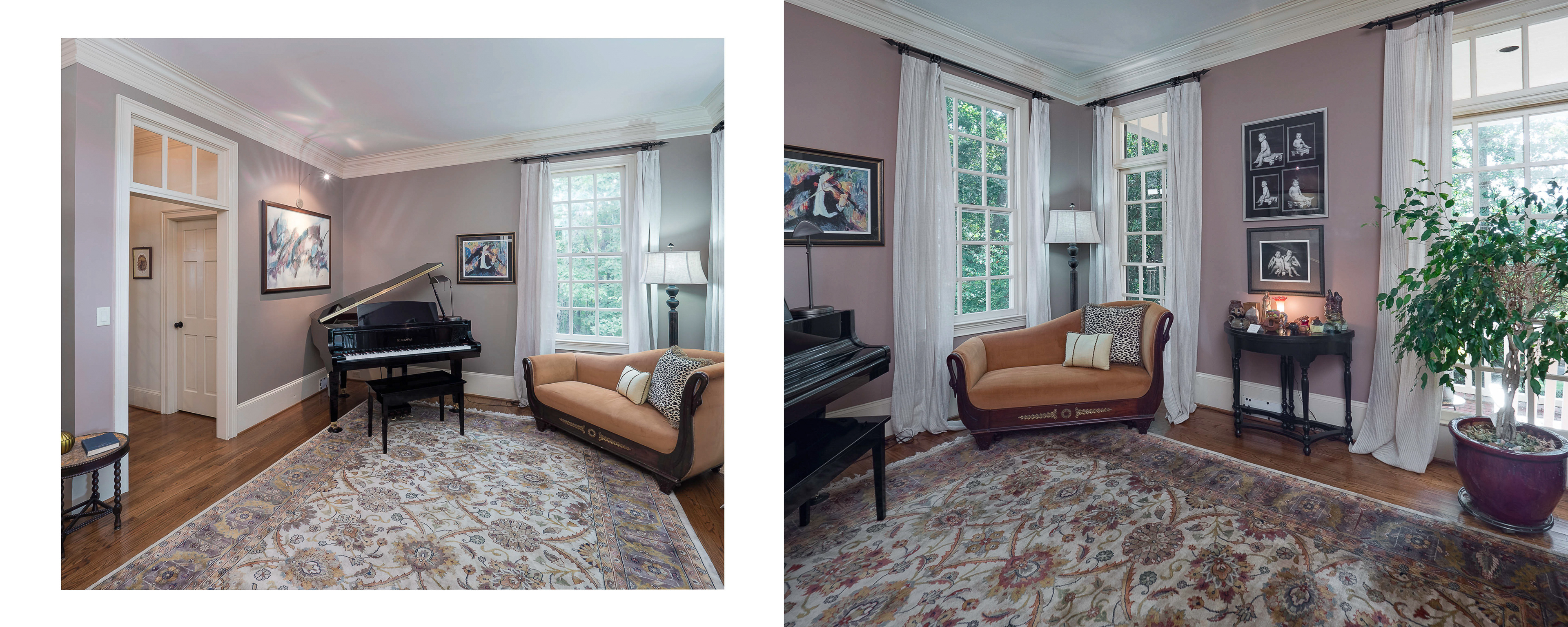 Living room in luxury home photographed by Alpharetta Photography.