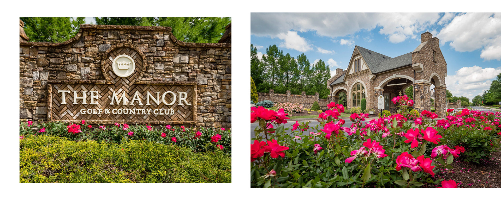 Gated entrance to The Manor Golf and Country Club off Hopewell Road in Milton, GA.  