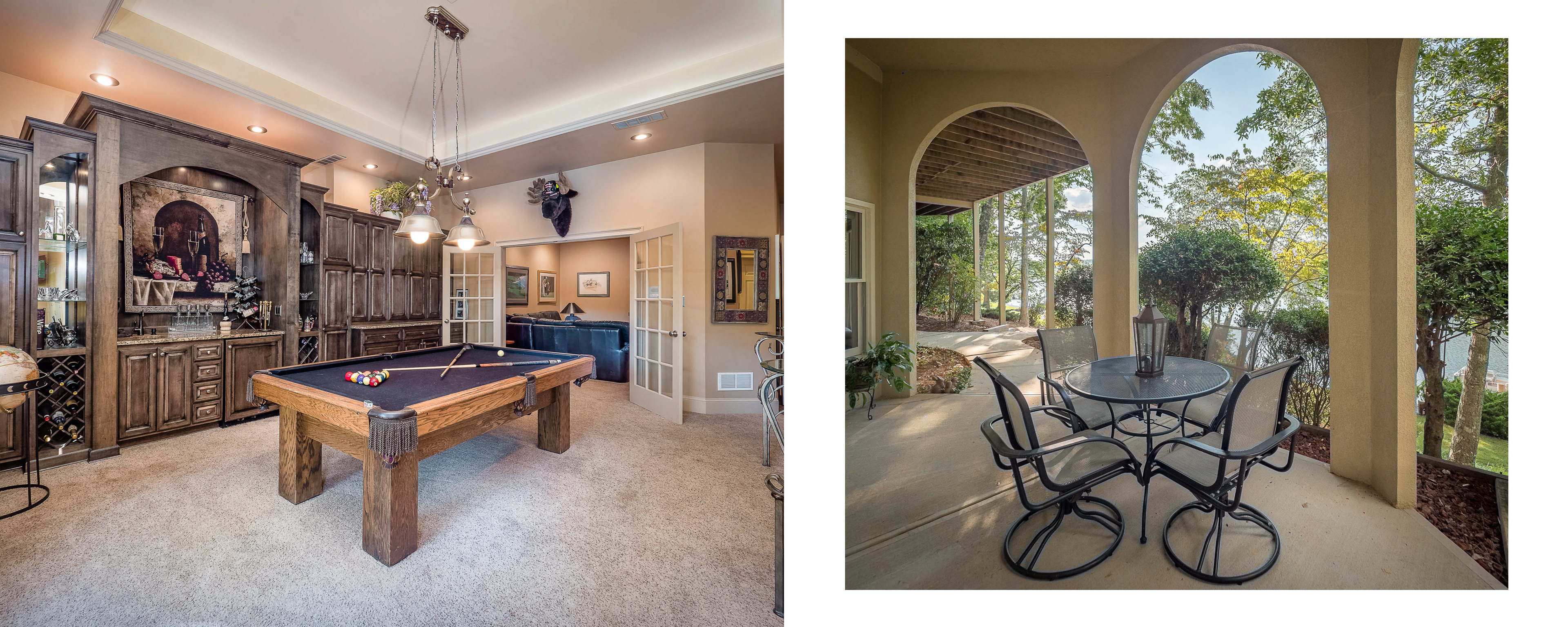 Terrace level of lakefront home in Alpharetta, GA.