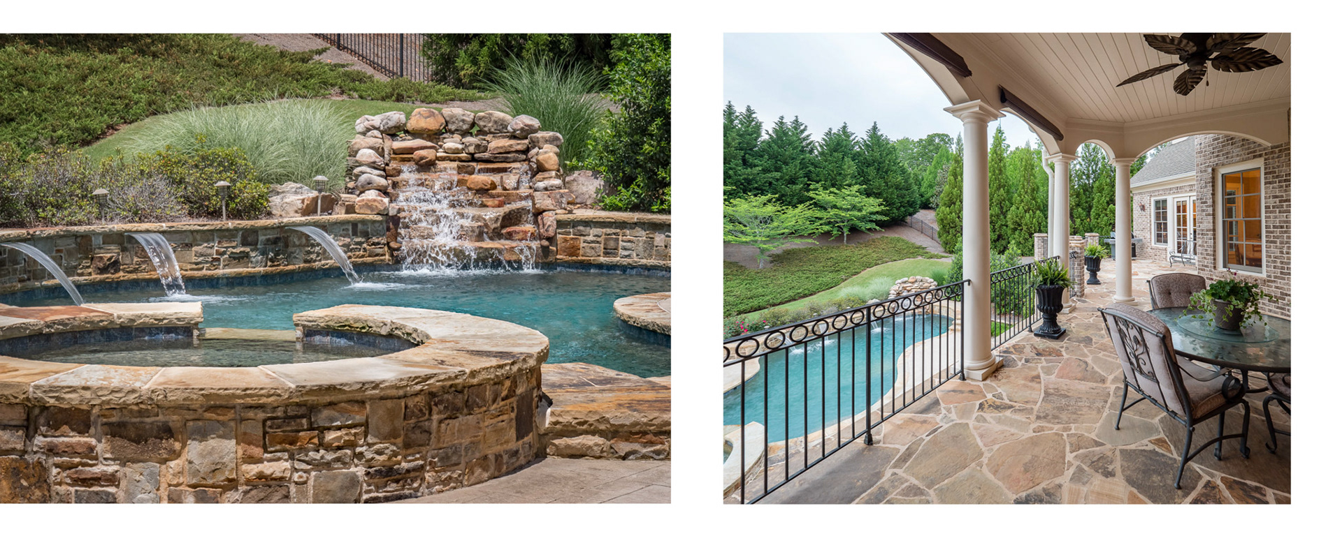 Private, luxurious, outdoor oasis in home for sale near Alpharetta, GA, as photographed by Alpharetta Photography, LLC.