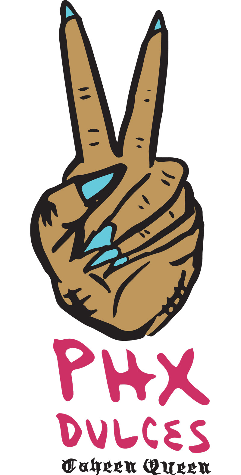 mexican girl giving peace sign hand illustration for stickers