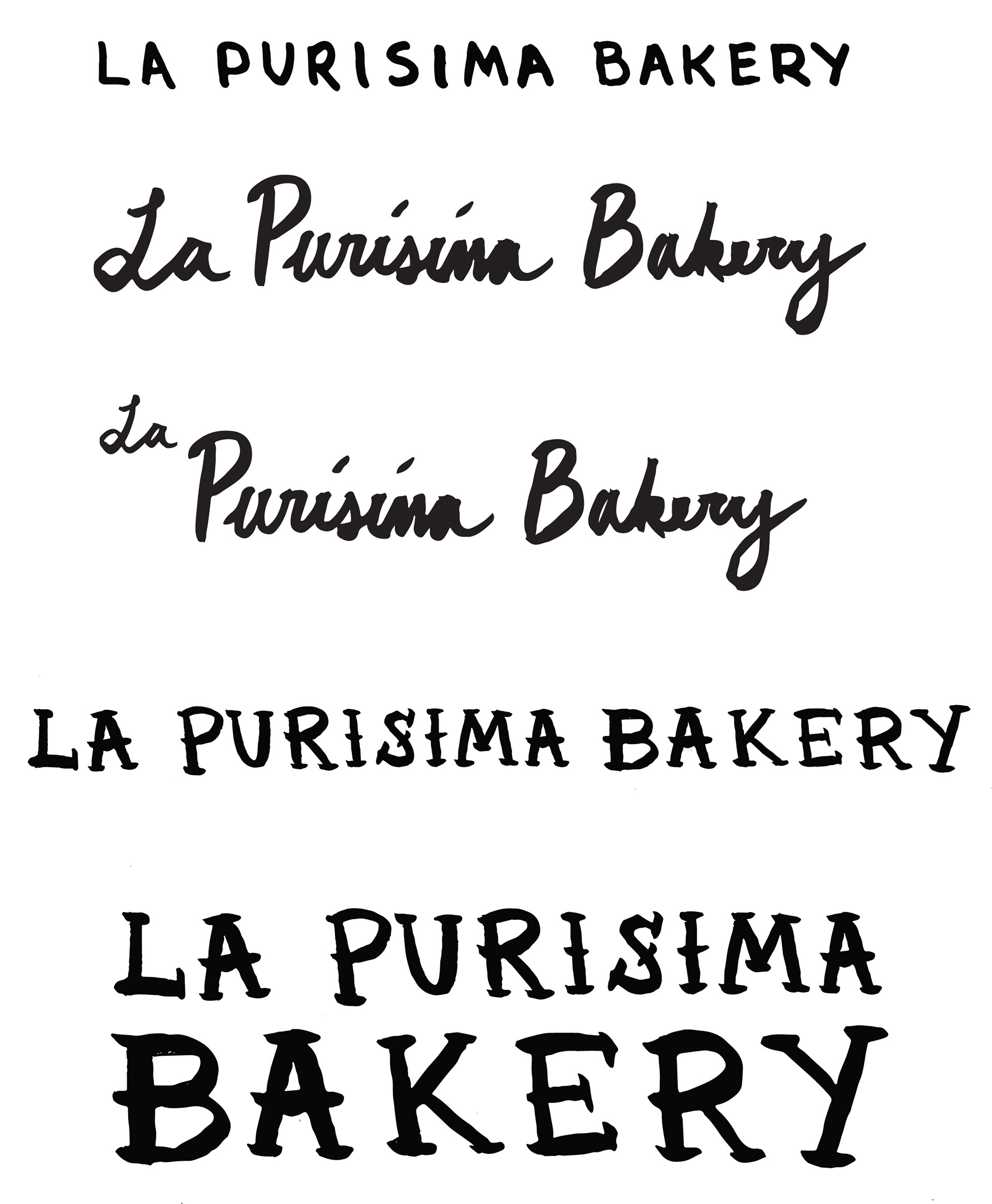 La Purisima bakery hand lettering