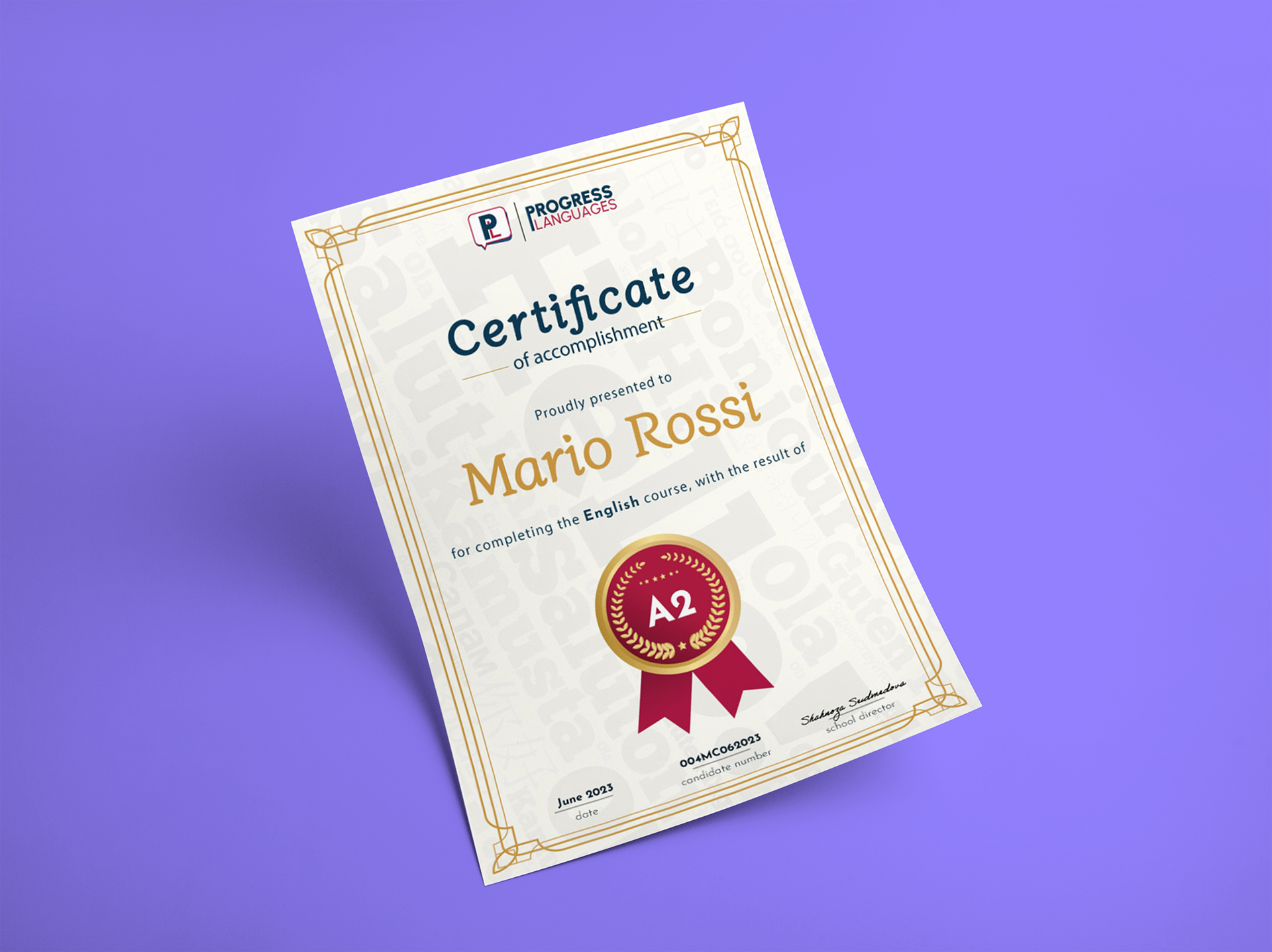 Certificato di partecipazione