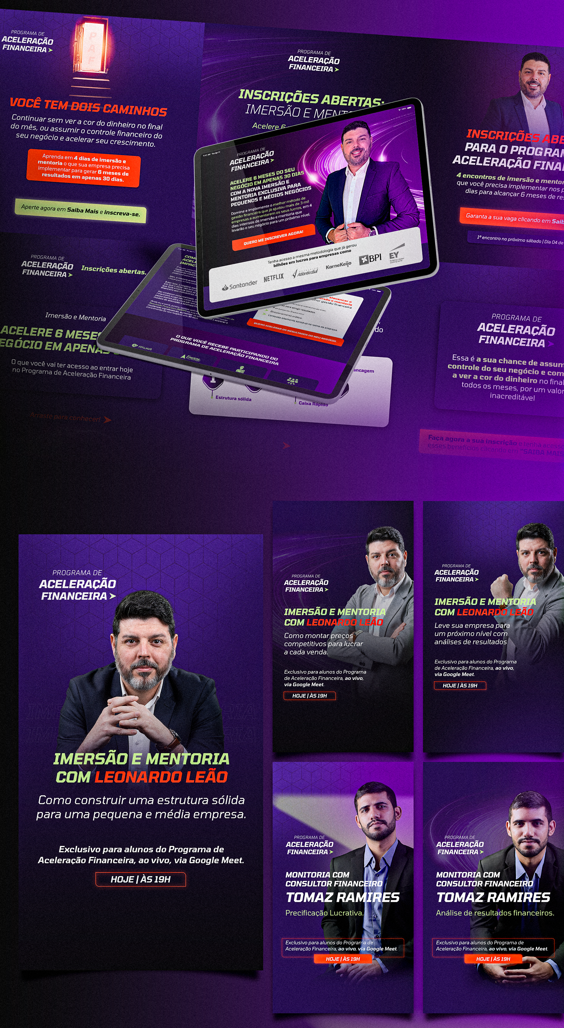 criativos para lançamento e página de vendas. Criativos feito para o programa de aceleração financeira.