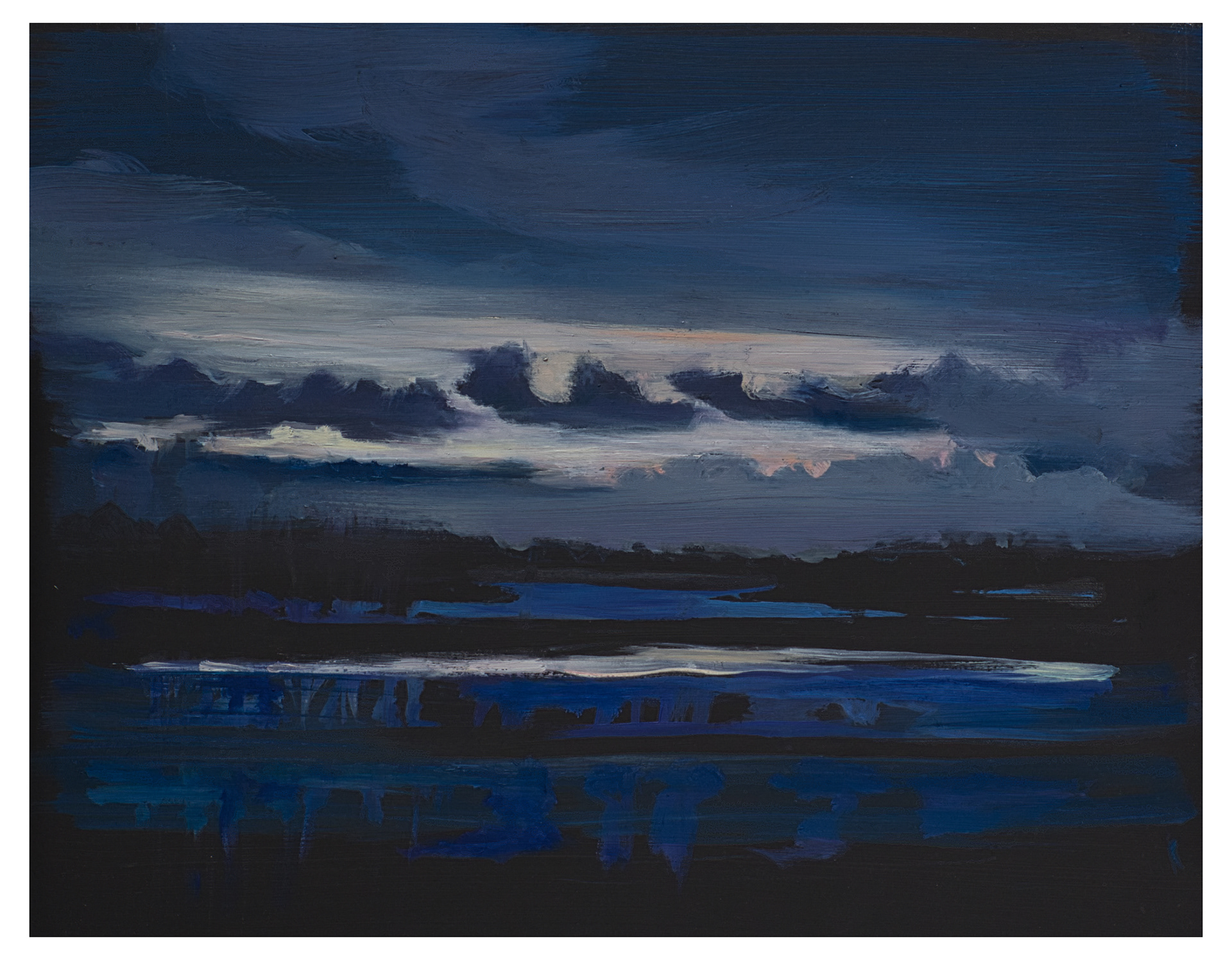 ‘maanlicht boven de rivier’ - 30x24 cm - olieverf/paneel